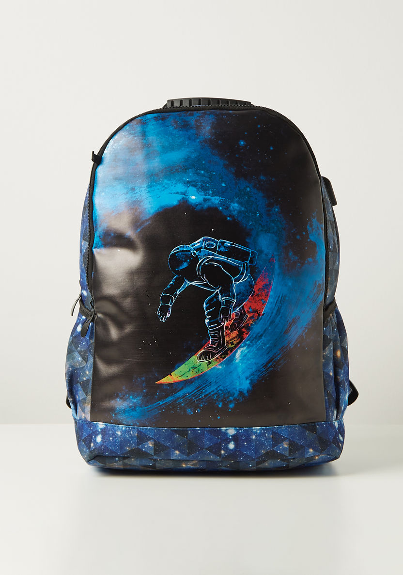 Juniors Travel in Space Print Backpack with Adjustable Shoulder Straps - 18 inches-Backpacks-image-0