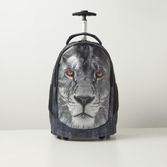Juniors Lion Graphic Print Trolley Backpack with Wheels - 20 inches