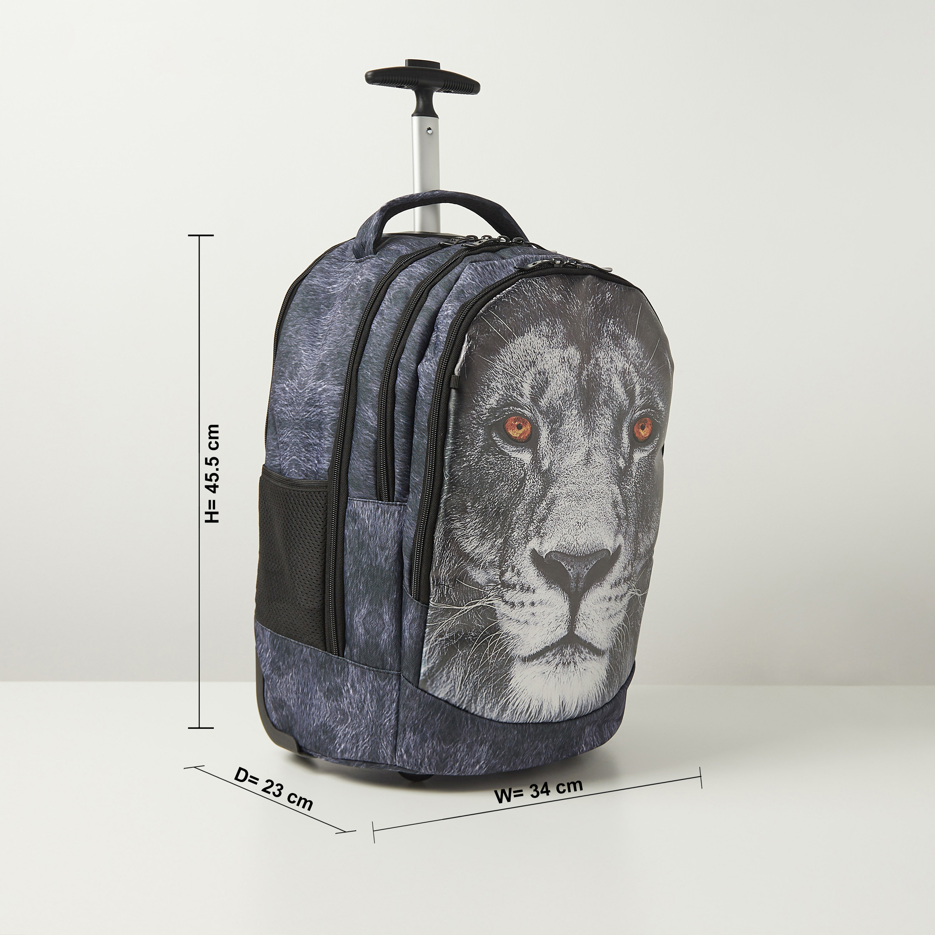 Juniors Lion Graphic Print Trolley Backpack with Wheels - 20 inches-school-bagsandbackpacks-trolleybags-image-2