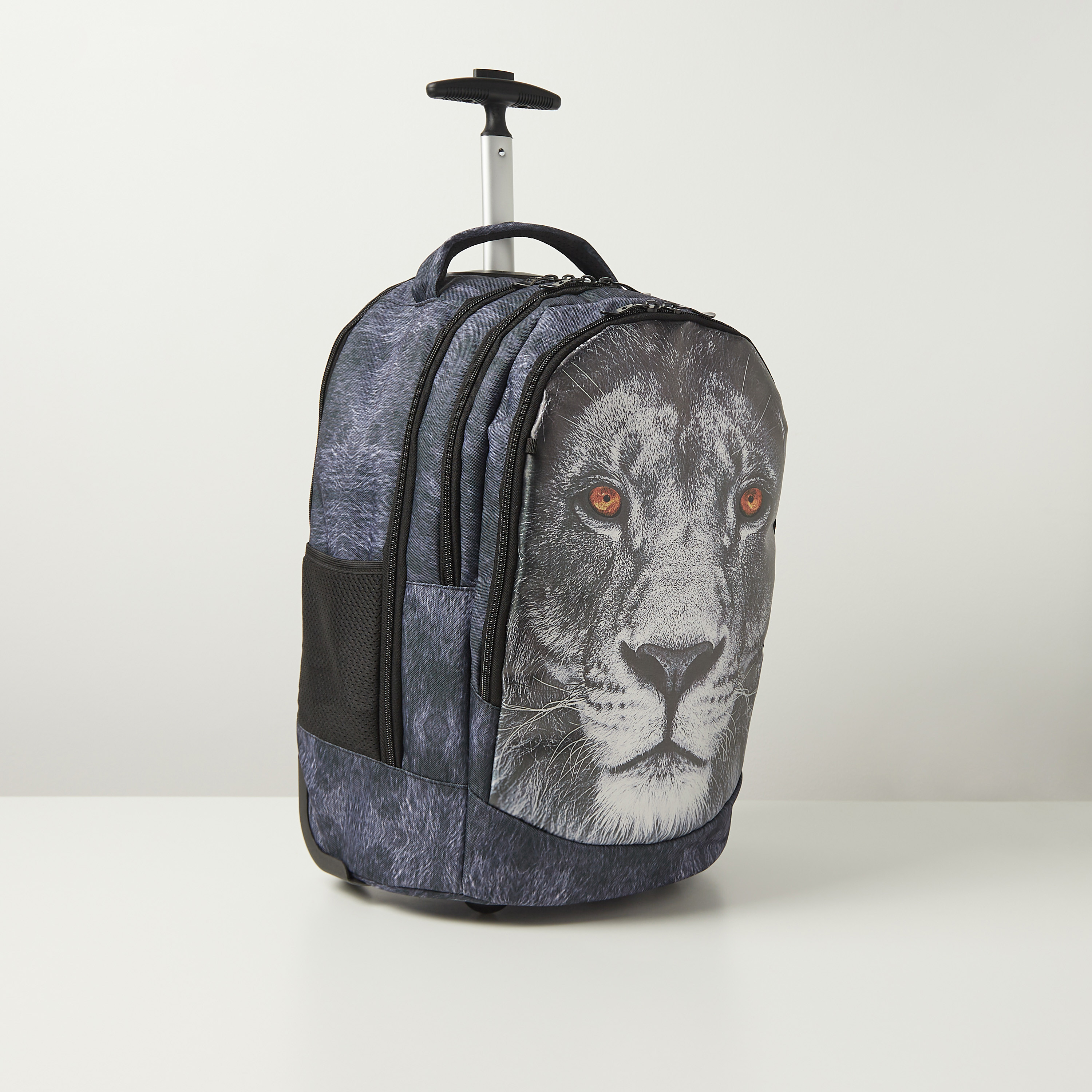 Juniors Lion Graphic Print Trolley Backpack with Wheels - 20 inches-school-bagsandbackpacks-trolleybags-image-3