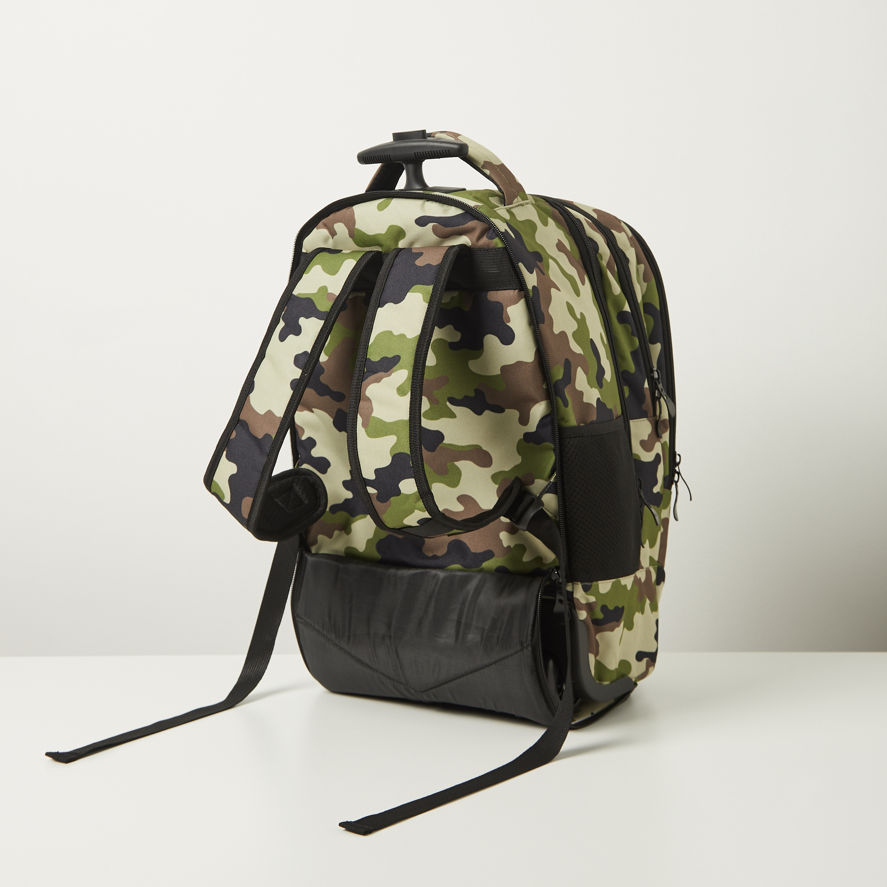 Juniors Camouflage Print Trolley Backpack with Wheels and Retractable Handle - 20 inches-school-bagsandbackpacks-trolleybags-image-6