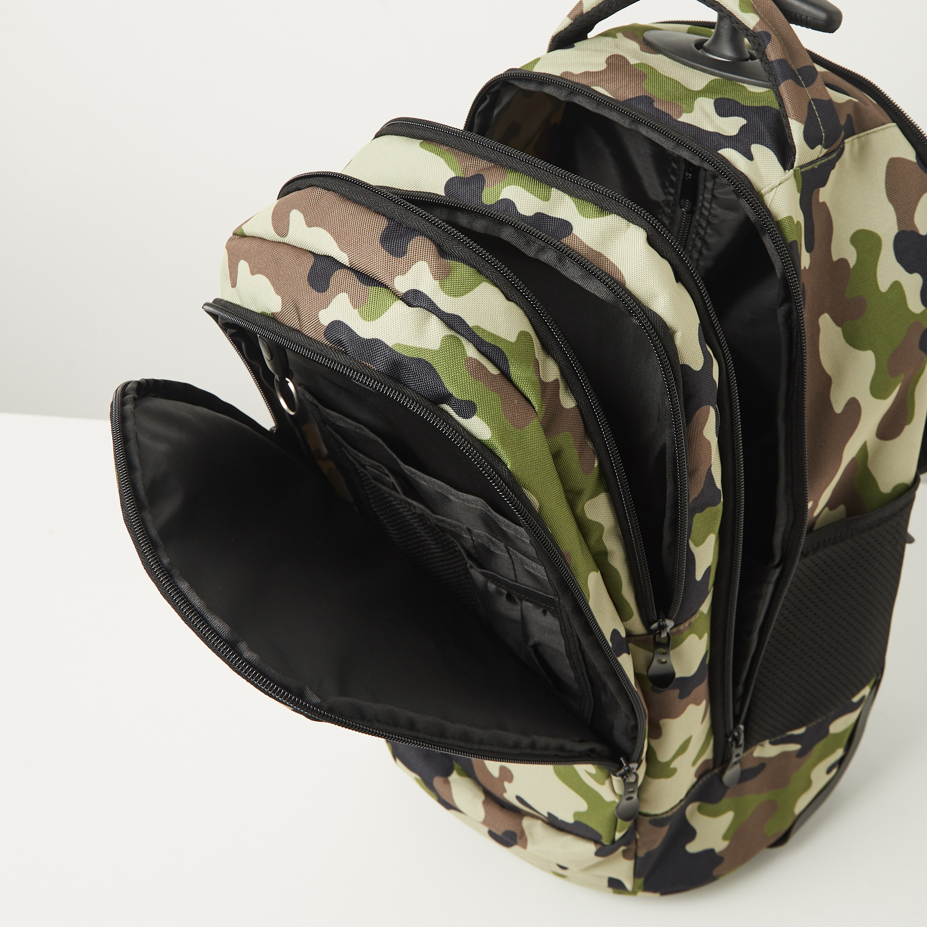 Juniors Camouflage Print Trolley Backpack with Wheels and Retractable Handle - 20 inches-school-bagsandbackpacks-trolleybags-image-7