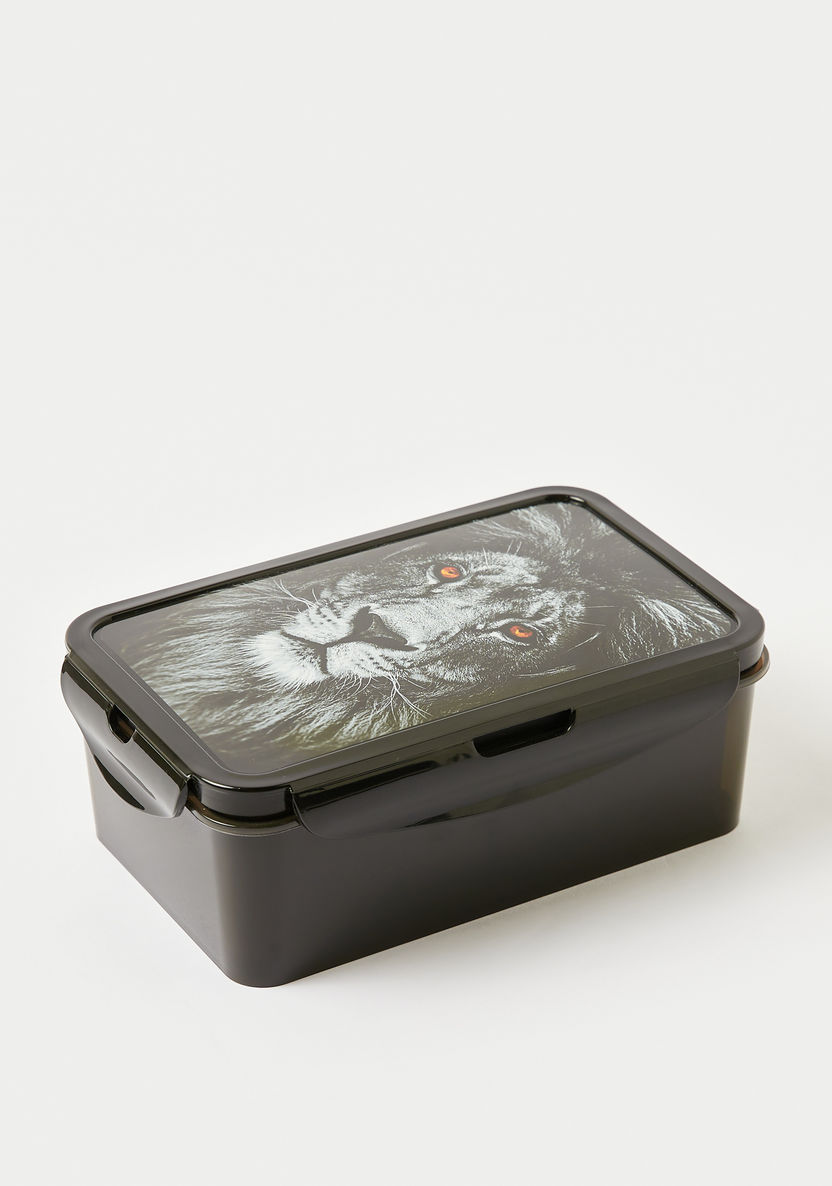 Juniors Lion Print 3-Compartment Lunch Box with Lid-Lunch Boxes-image-0
