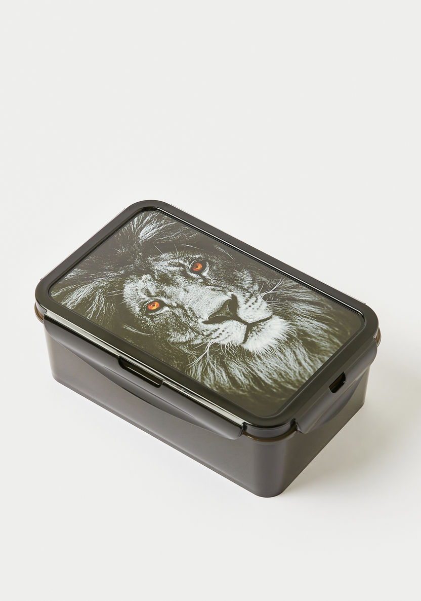 Juniors Lion Print 3-Compartment Lunch Box with Lid-Lunch Boxes-image-1