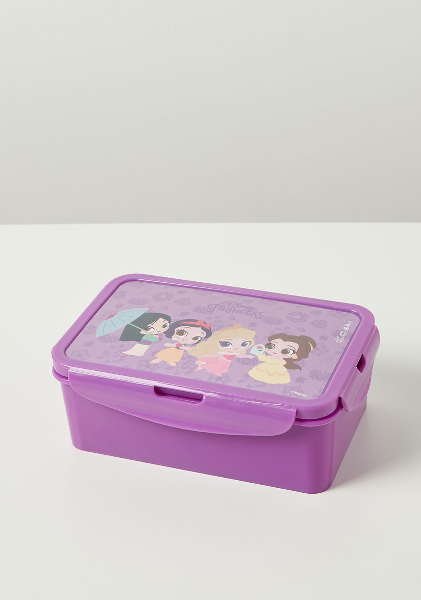 Disney Princesses Print Lunch Box with Clip Lock Lid-Lunch Boxes-image-1
