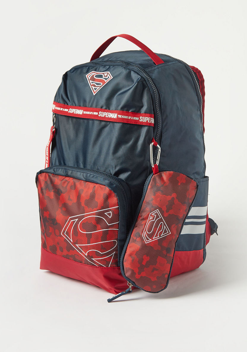 Superman Logo Print Backpack with Adjustable Shoulder Straps - 18 inches-Backpacks-image-2