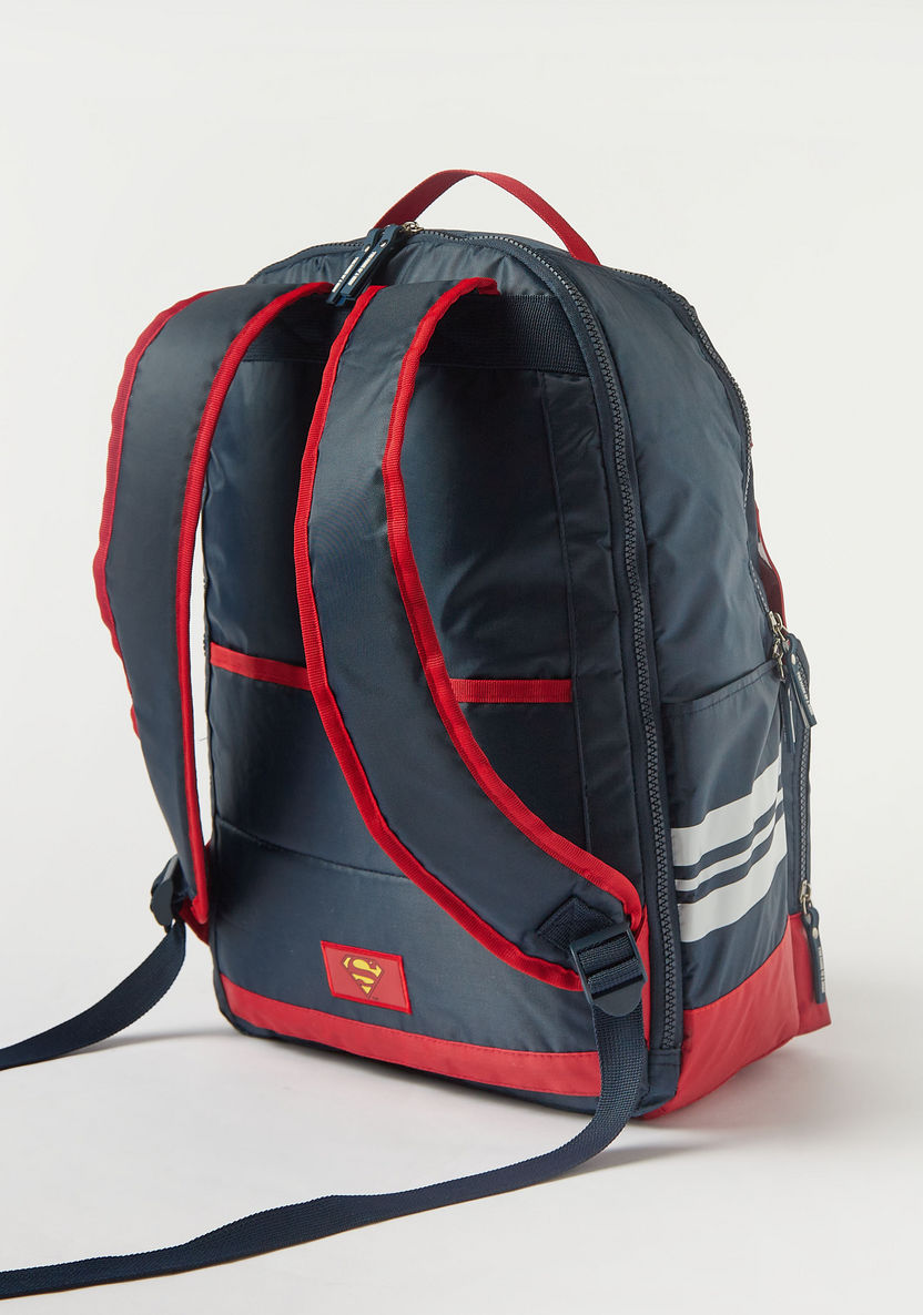 Superman Logo Print Backpack with Adjustable Shoulder Straps - 18 inches-Backpacks-image-5