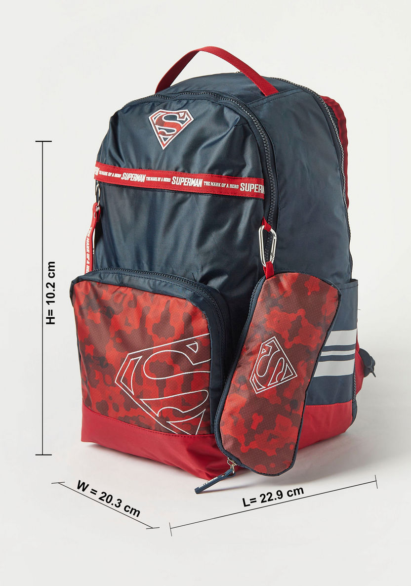 Superman Logo Print Backpack with Adjustable Shoulder Straps - 18 inches-Backpacks-image-1