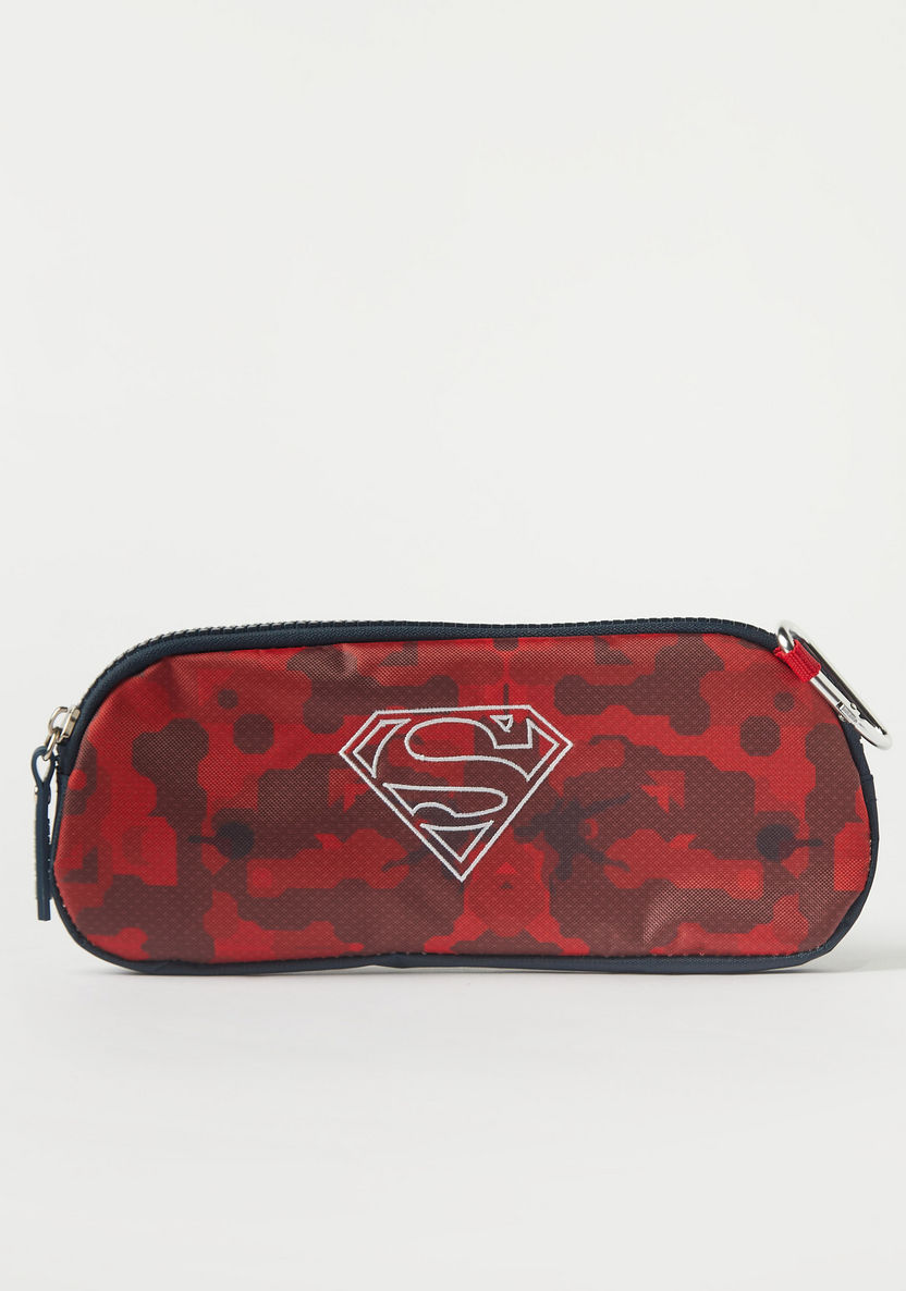 Superman Logo Print Trolley Backpack with Pouch - 20 inches-Trolleys-image-9