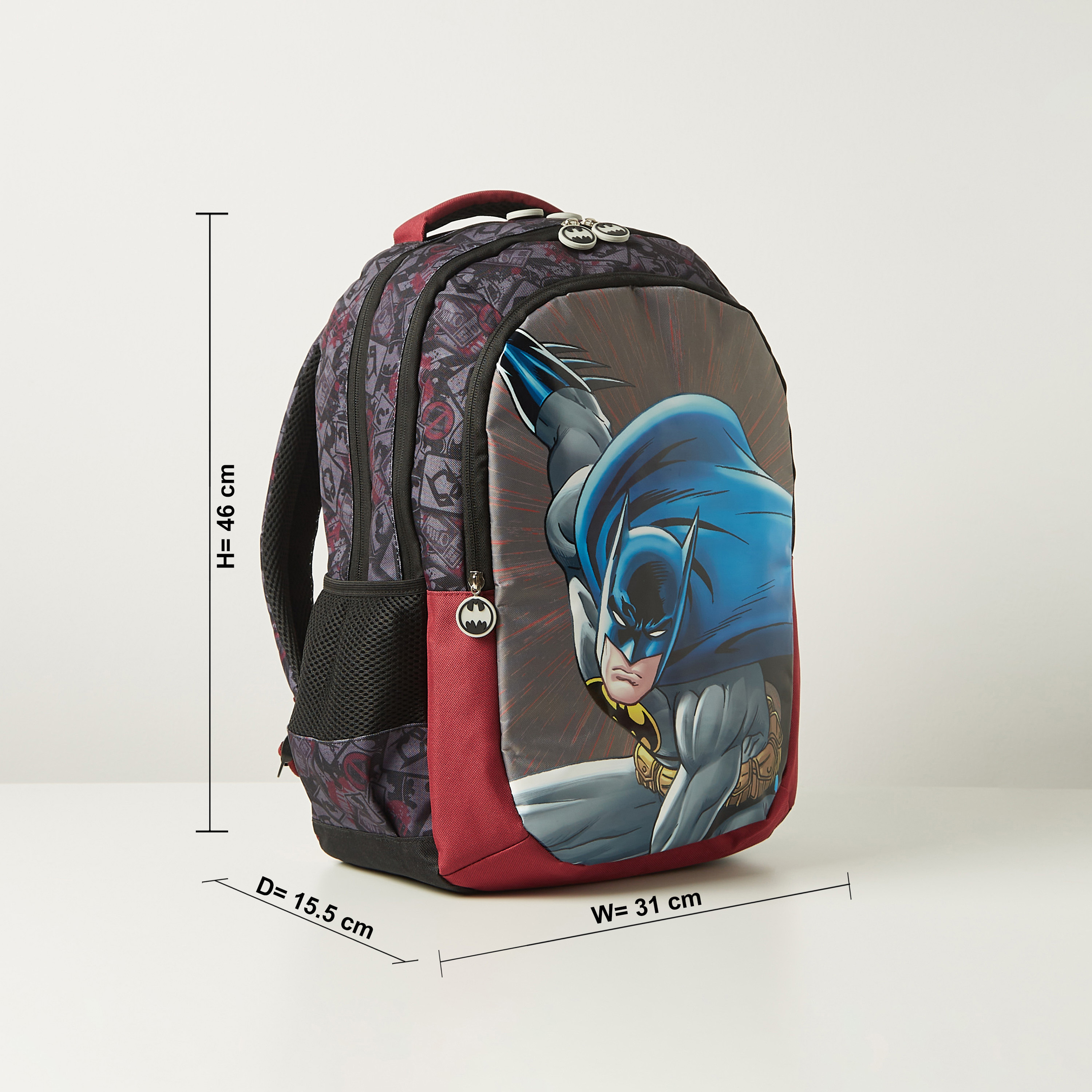 شنطة ظهر بحمالات قابلة للتعديل وسحّاب إغلاق وطبعات باتمان جرافيكية - 18 بوصة-school-bagsandbackpacks-backpacks-image-2