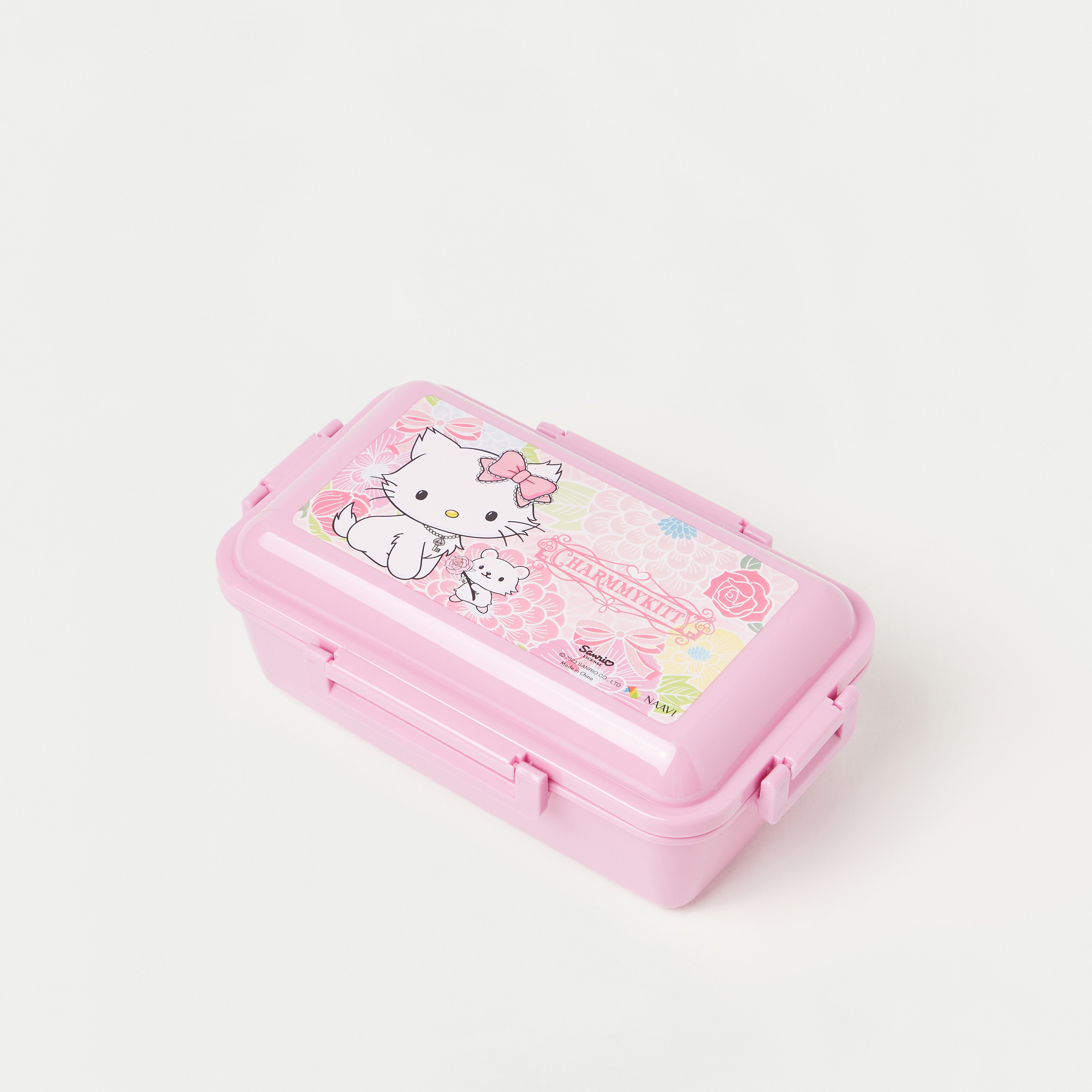Hello Kitty Printed Lunch Box with Spoon and Clip Lock Lid-school-lunchessentials-lunchboxes-image-2