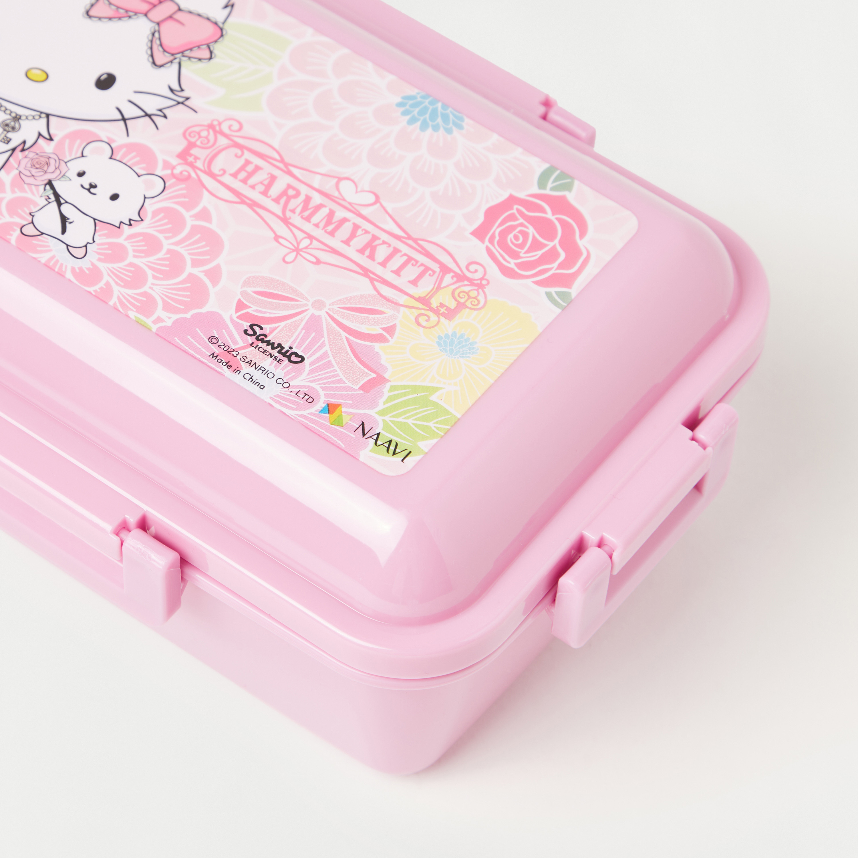 Hello Kitty Printed Lunch Box with Spoon and Clip Lock Lid-school-lunchessentials-lunchboxes-image-4
