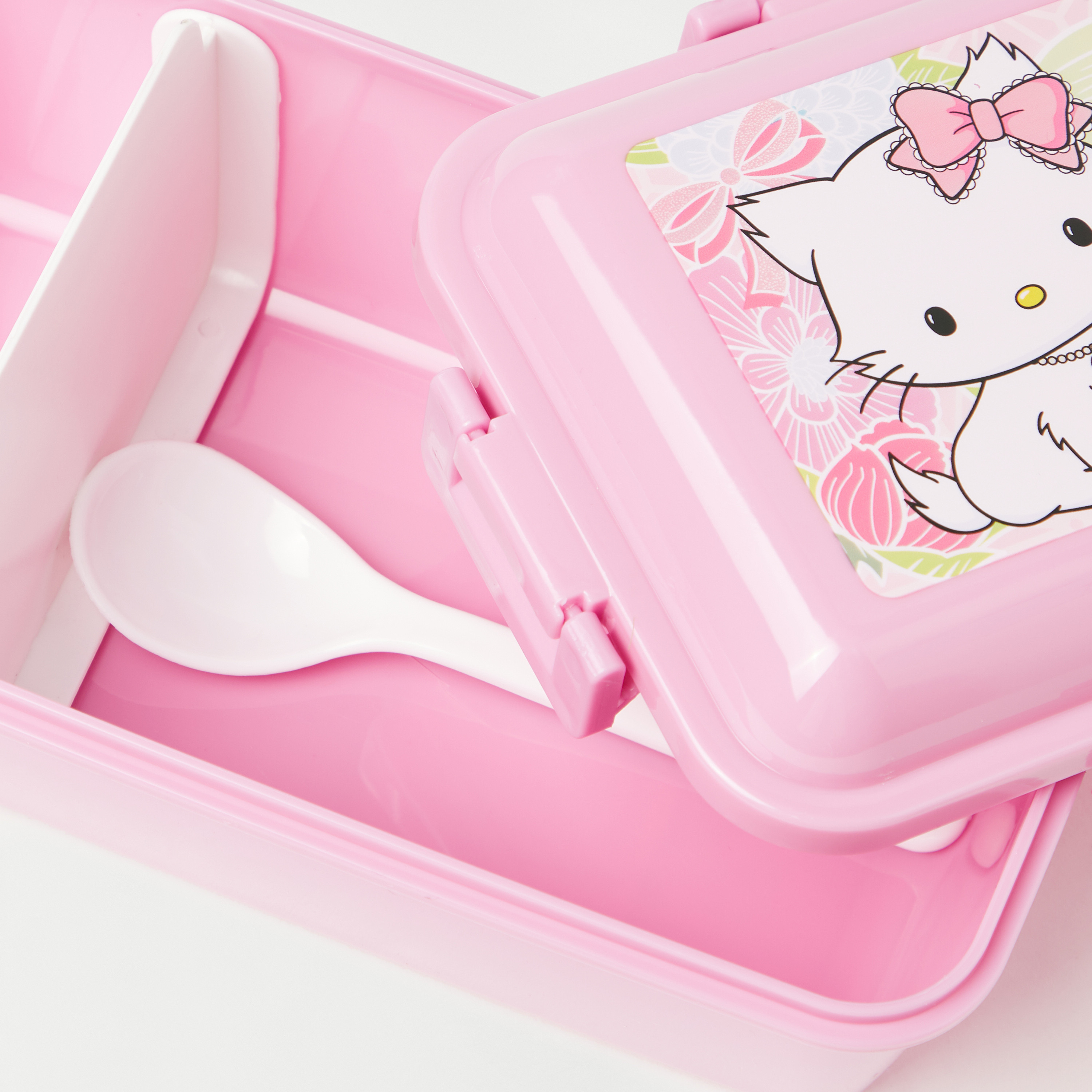 Hello Kitty Printed Lunch Box with Spoon and Clip Lock Lid-school-lunchessentials-lunchboxes-image-5