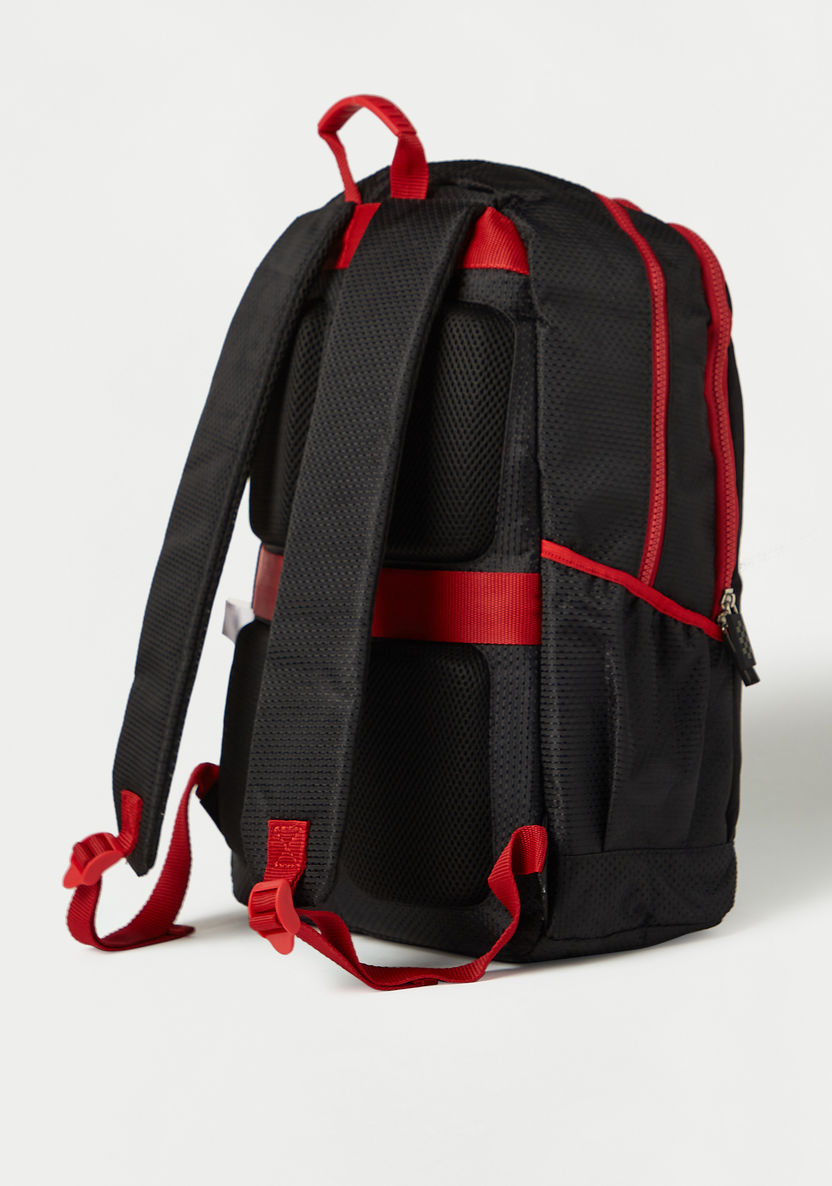 Ferrari Logo Detail Backpack with Adjustable Straps - 18 inches-Backpacks-image-3