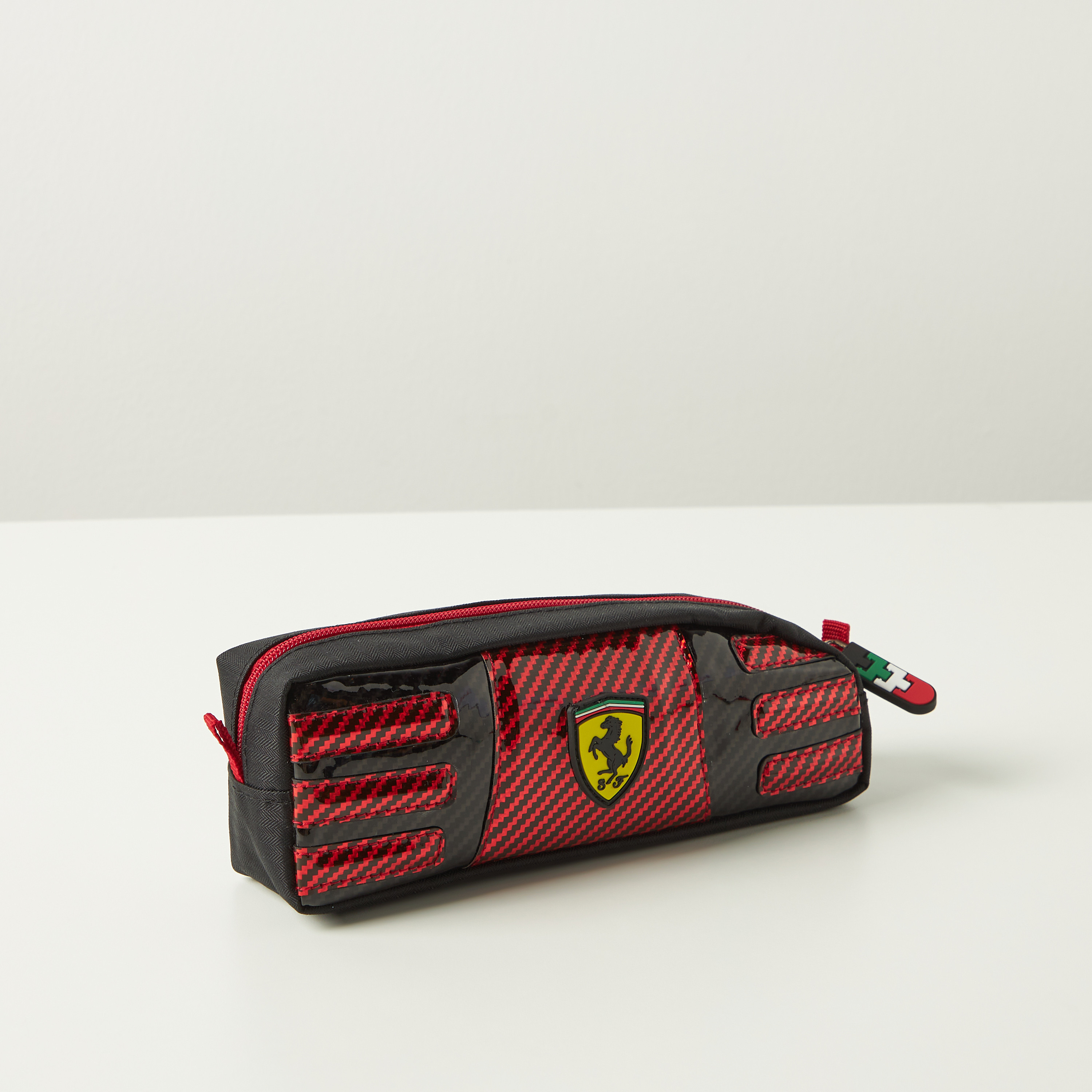 Ferrari Panelled Pencil Case with Zip Closure-school-stationery-pencilcases-image-2