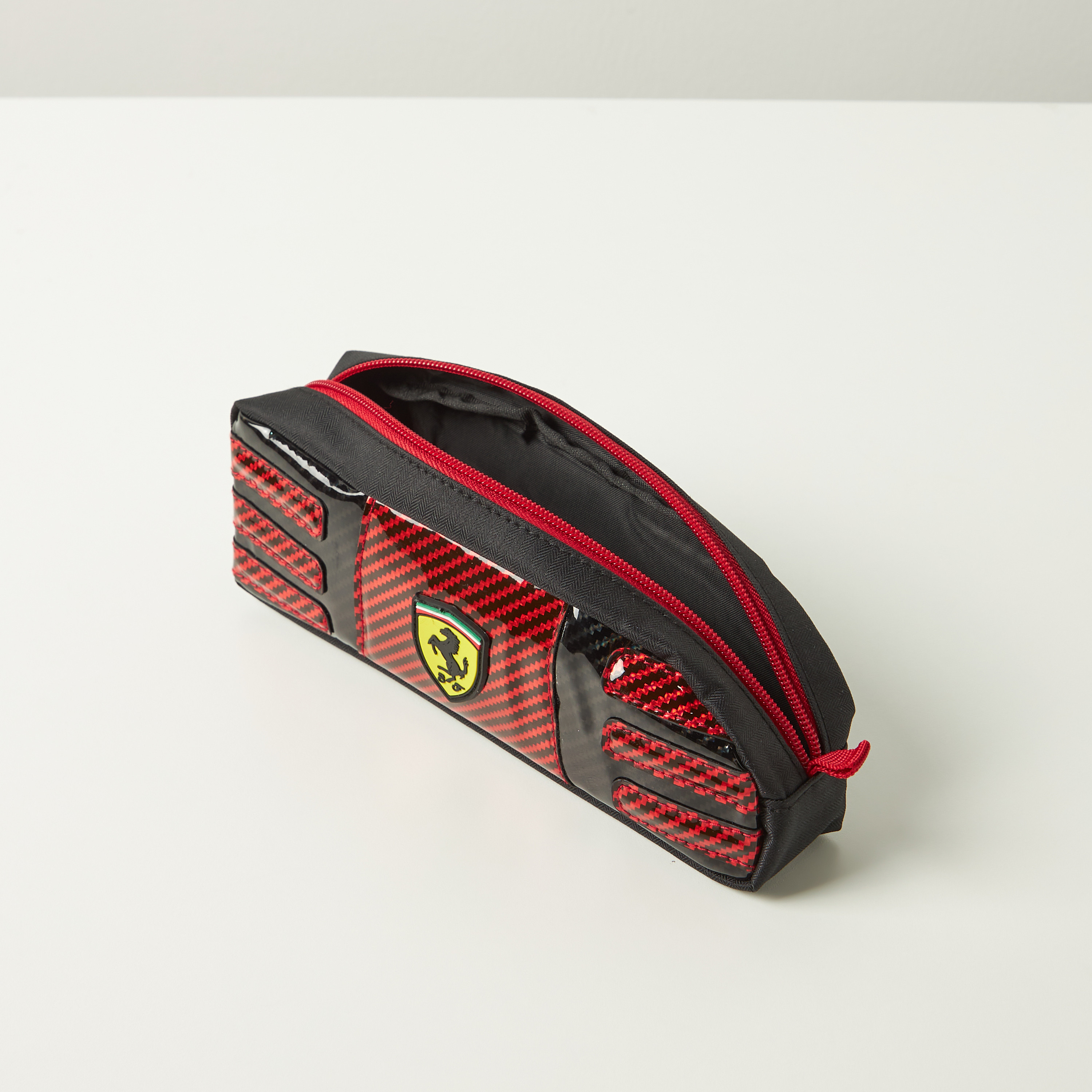 Ferrari Panelled Pencil Case with Zip Closure-school-stationery-pencilcases-image-4