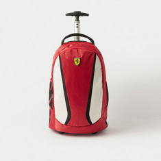 Ferrari Logo Applique Trolley Backpack with Wheels - 18 inches