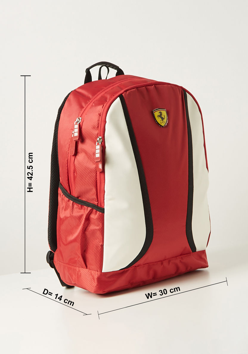 Ferrari Logo Applique Backpack with Adjustable Shoulder Straps - 18 inches-Backpacks-image-1