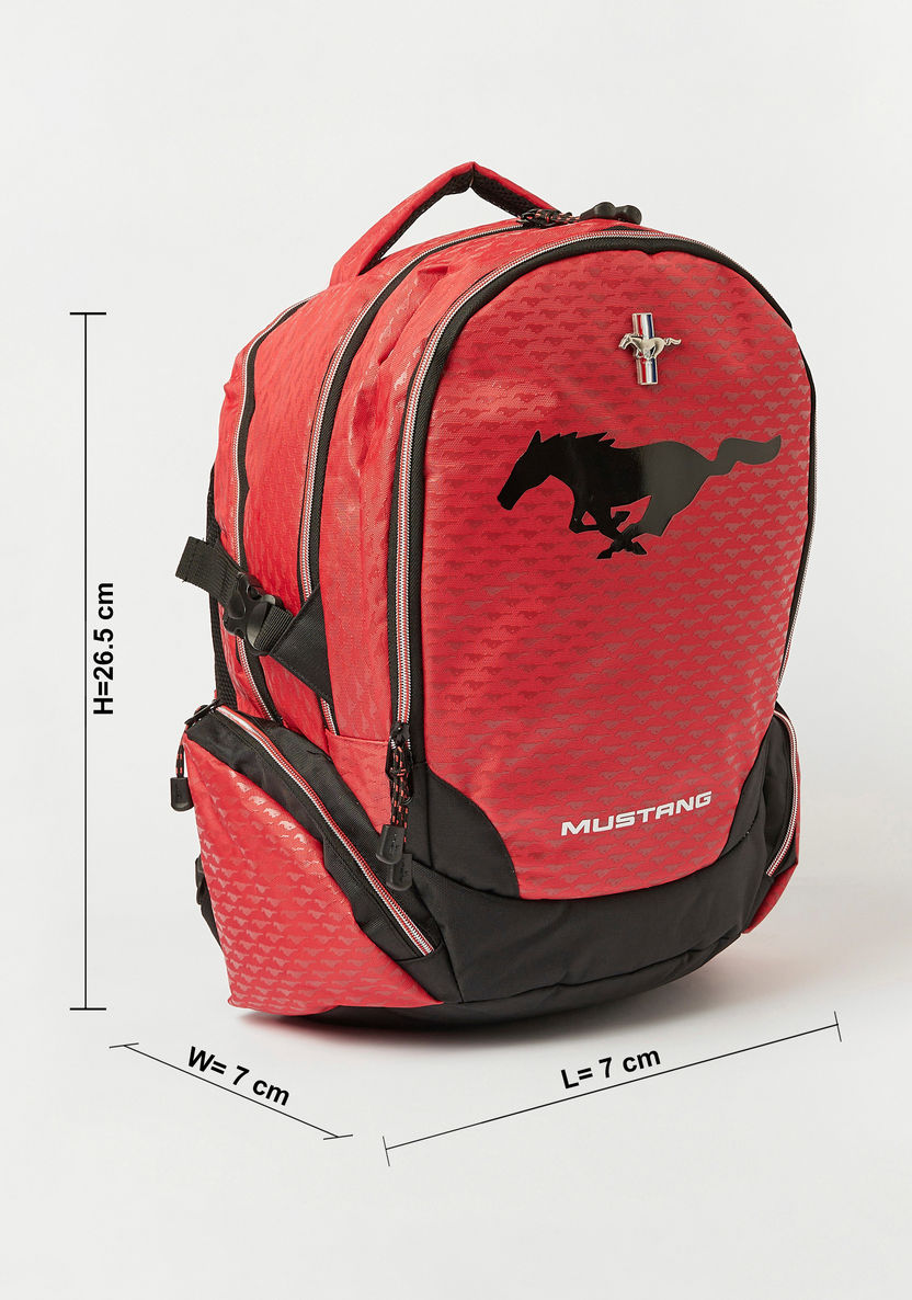 Mustang Horse Print Backpack with Adjustable Straps and Zip Closure - 18 inches-Backpacks-image-1
