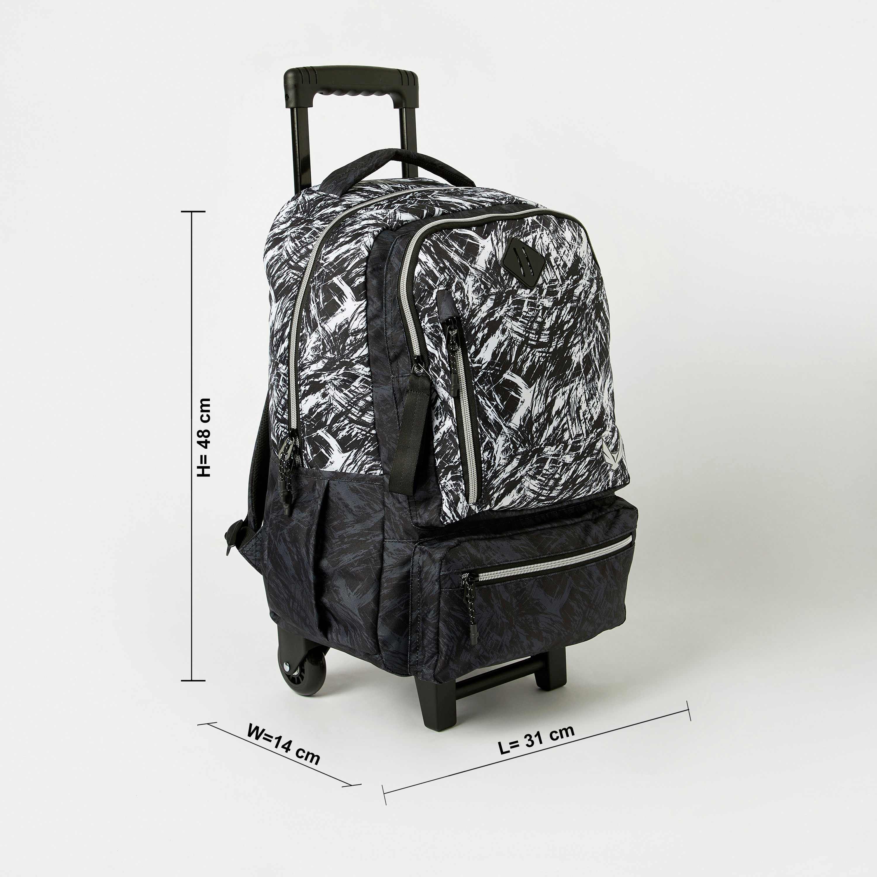Juniors Abstract Print Trolley Backpack with Wheels and Retractable Handle - 18 inches-school-bagsandbackpacks-trolleybags-image-2