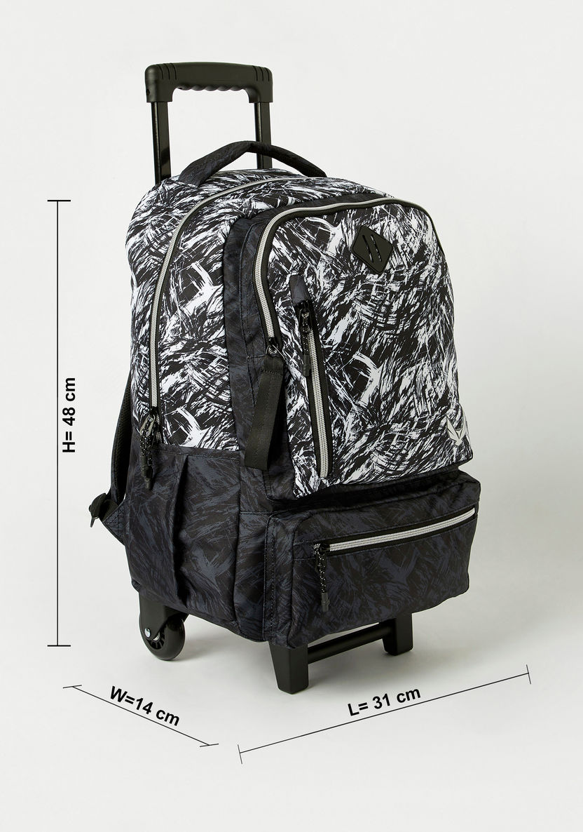 Juniors Abstract Print Trolley Backpack with Wheels and Retractable Handle - 18 inches-Trolleys-image-1