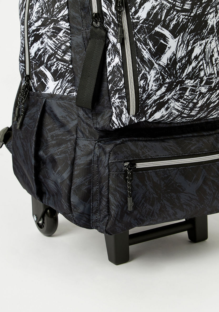 Juniors Abstract Print Trolley Backpack with Wheels and Retractable Handle - 18 inches-Trolleys-image-2