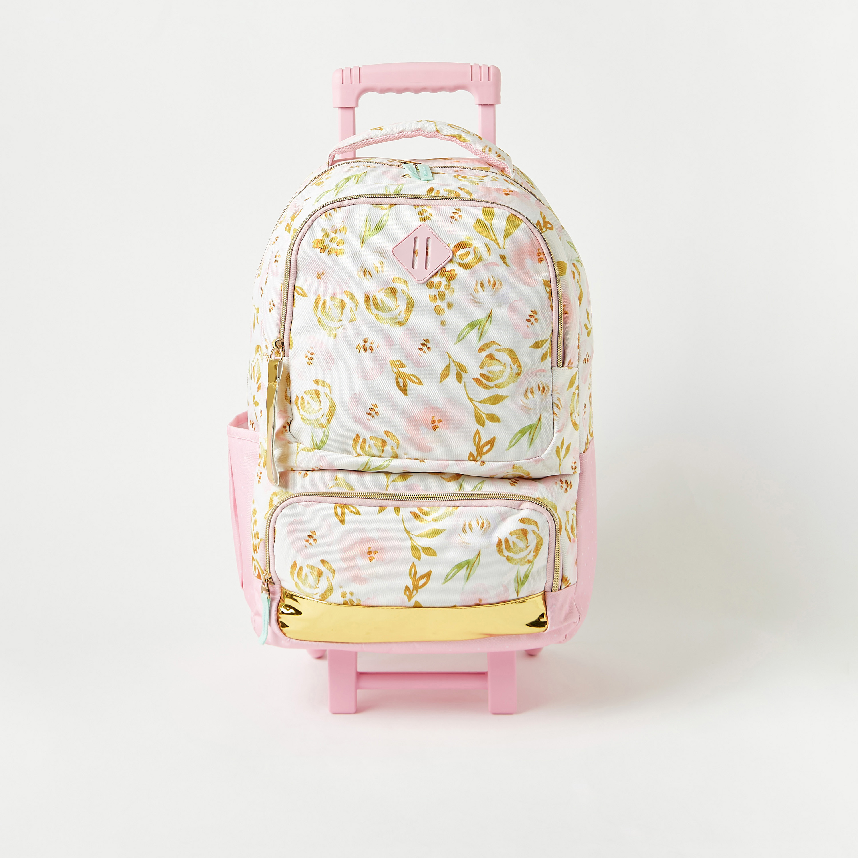 Juniors All-Over Floral Print Trolley Backpack with Retractable Handle - 18 inches-school-bagsandbackpacks-trolleybags-image-1