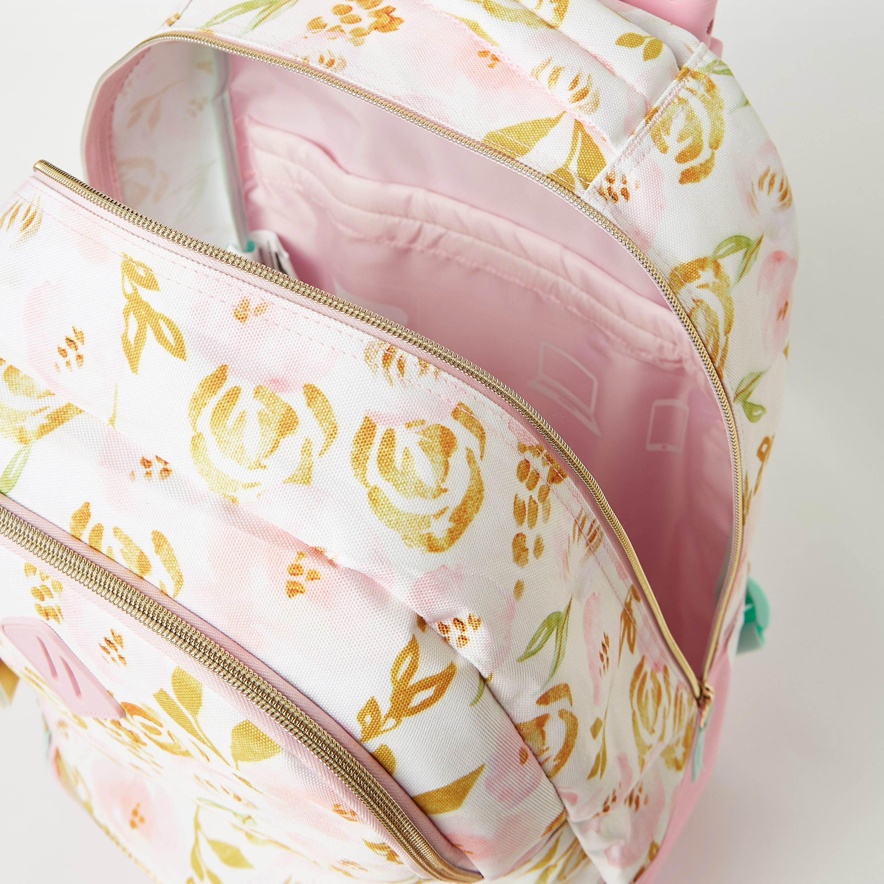 Juniors All-Over Floral Print Trolley Backpack with Retractable Handle - 18 inches-school-bagsandbackpacks-trolleybags-image-6