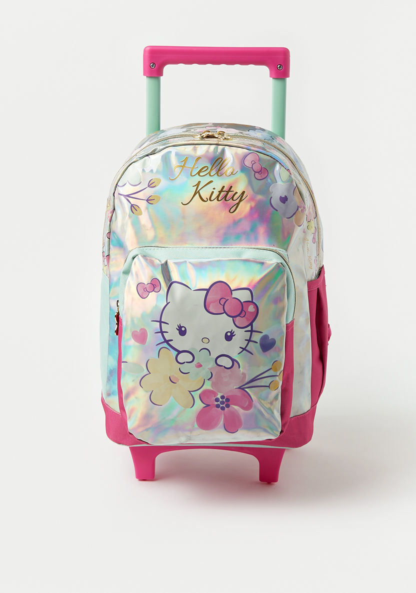 Hello Kitty Iridescent Print Trolley Backpack with Wheels - 15 inches-Trolleys-image-0