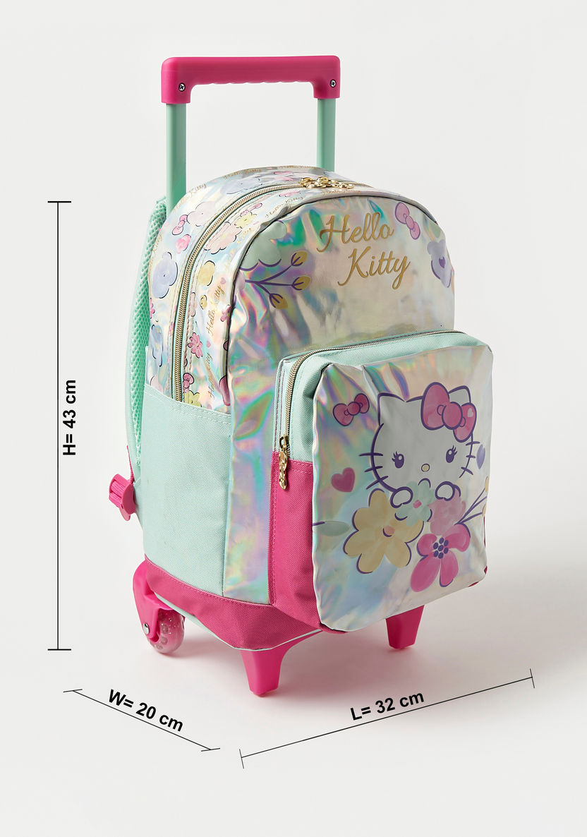 Hello Kitty Iridescent Print Trolley Backpack with Wheels - 15 inches-Trolleys-image-1