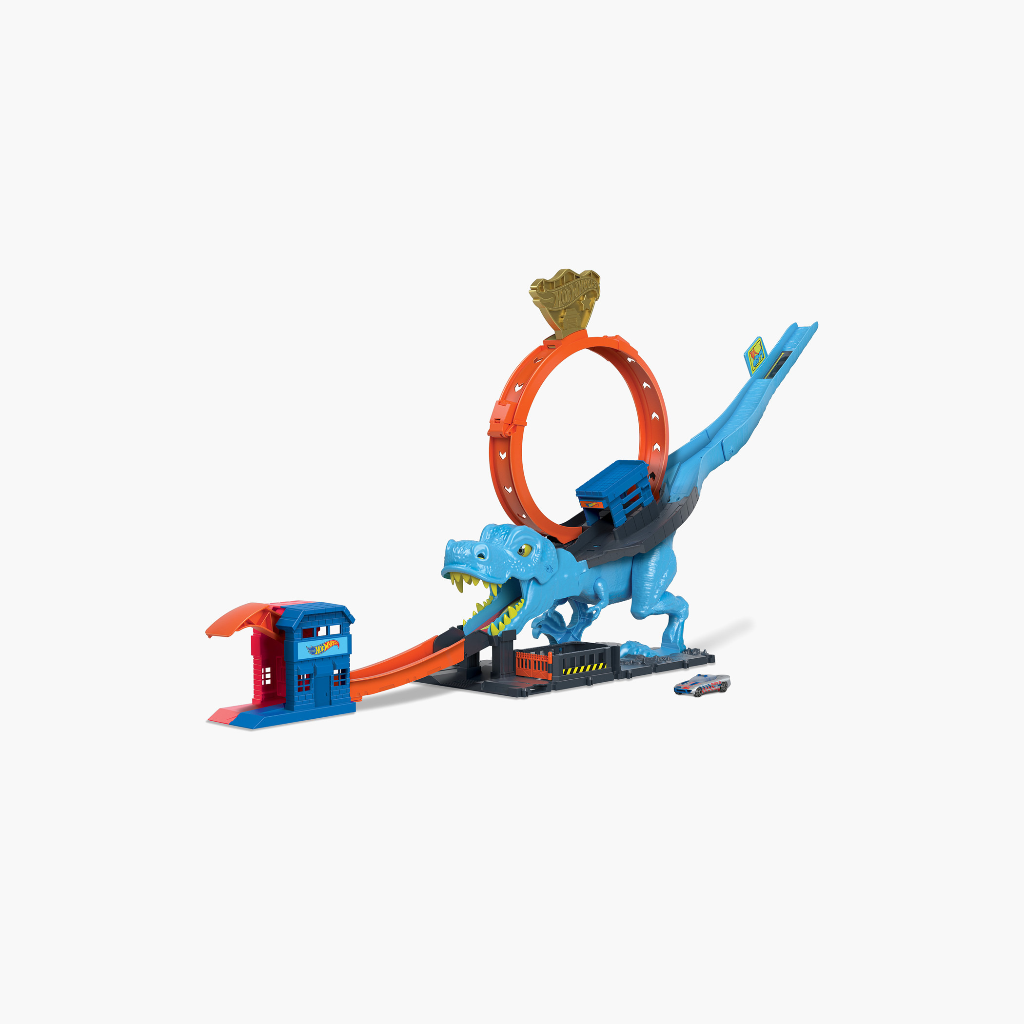 مجموعة مسار مدينة هوت ويلز مع سيارة للسباق عبر حلقة عملاقة لهزيمة ديناصور ضخم من هوت ويلز-toys-playvehicles-vehicleplaysets-image-7