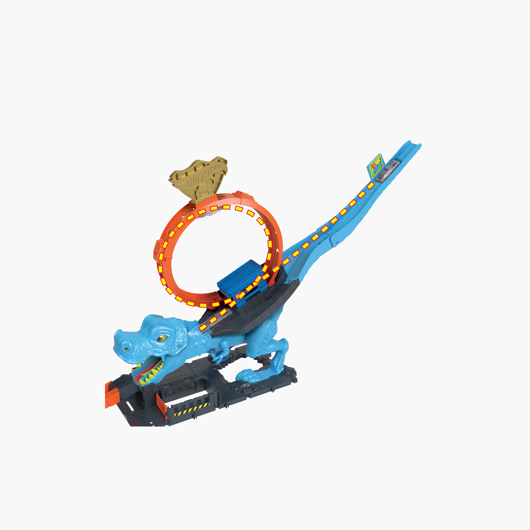 مجموعة مسار مدينة هوت ويلز مع سيارة للسباق عبر حلقة عملاقة لهزيمة ديناصور ضخم من هوت ويلز-toys-playvehicles-vehicleplaysets-image-3