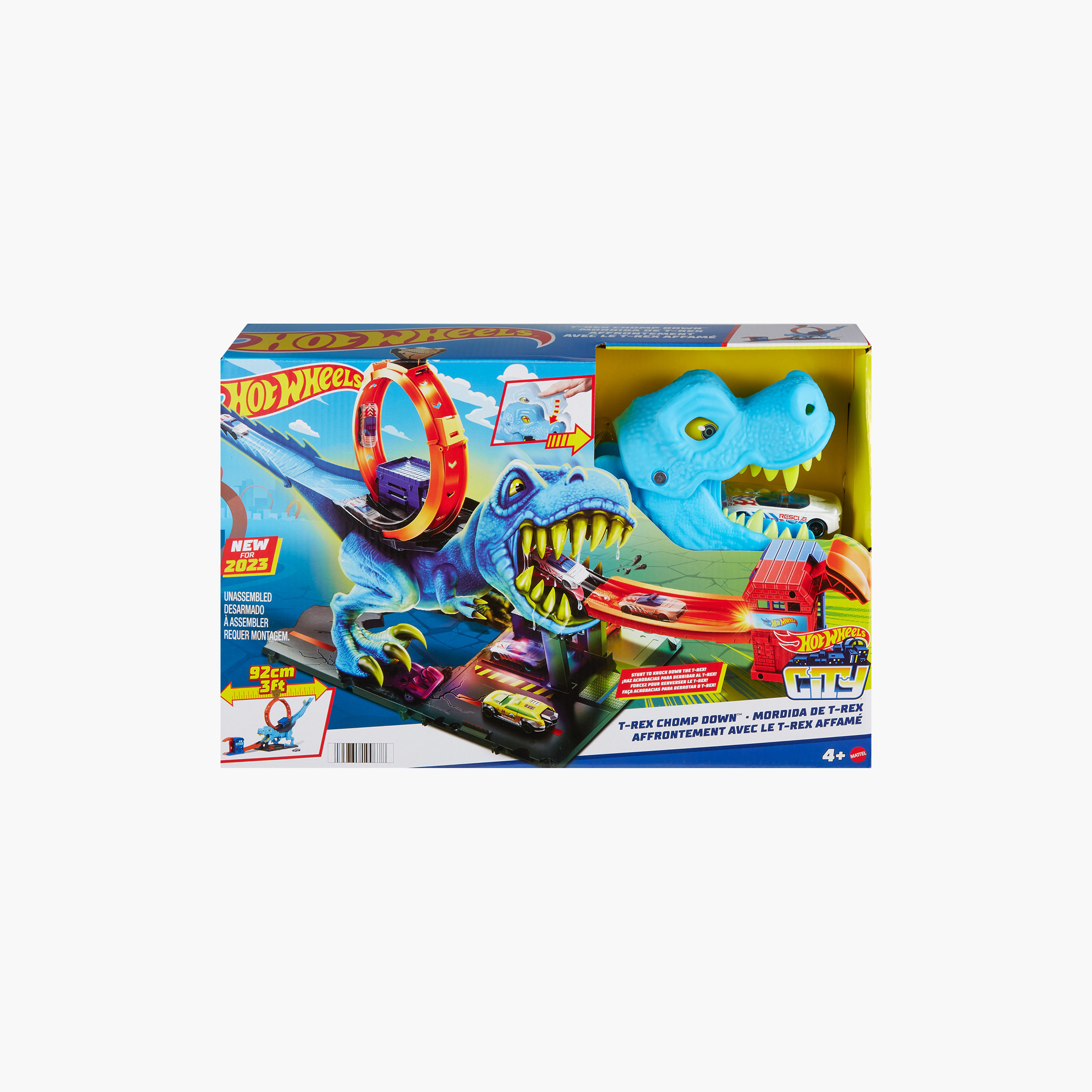 مجموعة مسار مدينة هوت ويلز مع سيارة للسباق عبر حلقة عملاقة لهزيمة ديناصور ضخم من هوت ويلز-toys-playvehicles-vehicleplaysets-image-2