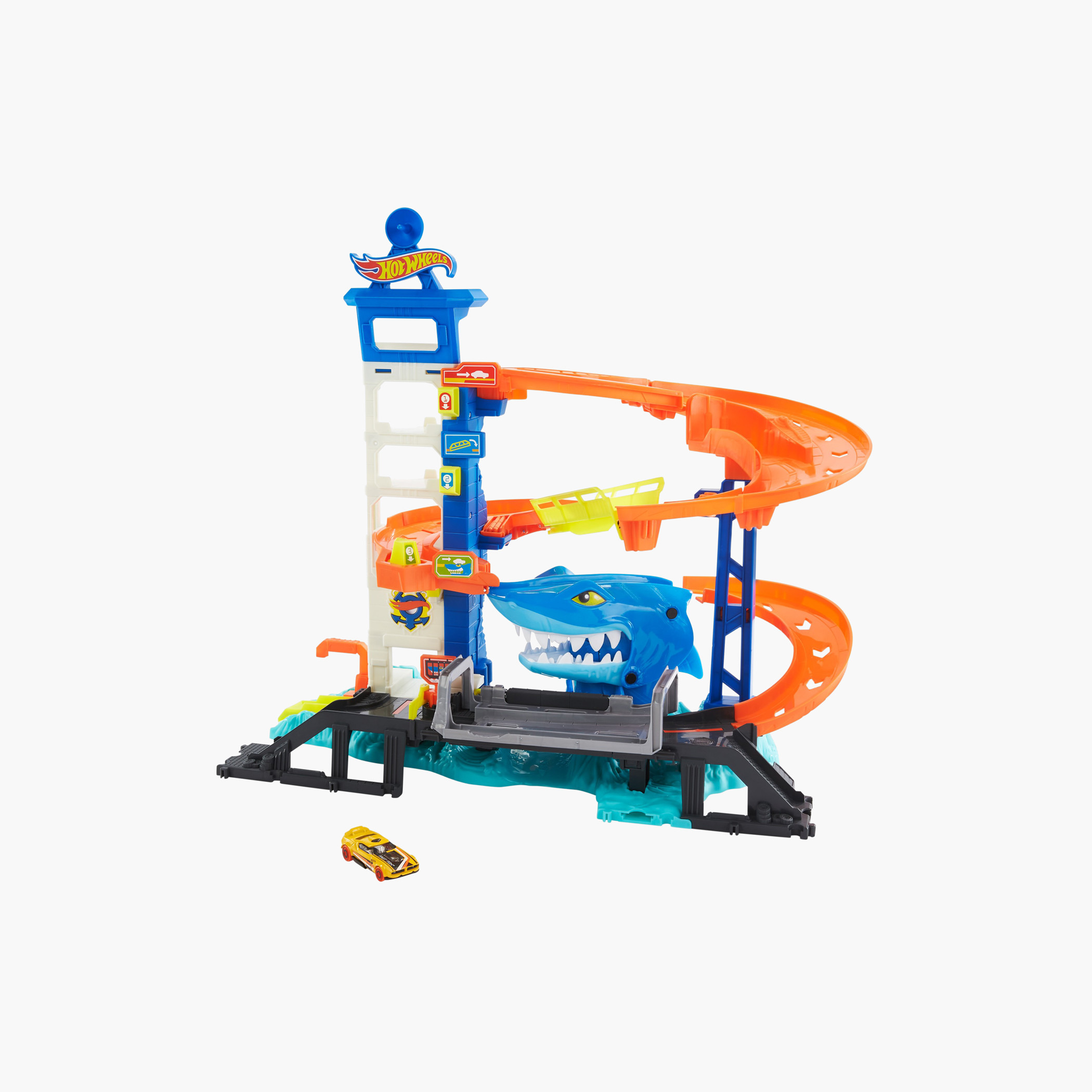 Hot Wheels Track Set and 1:64 Scale Toy Car, Multi-Level Playset with Shark Nemesis Challenge-toys-dollsandplaysets-dollhouses-image-1