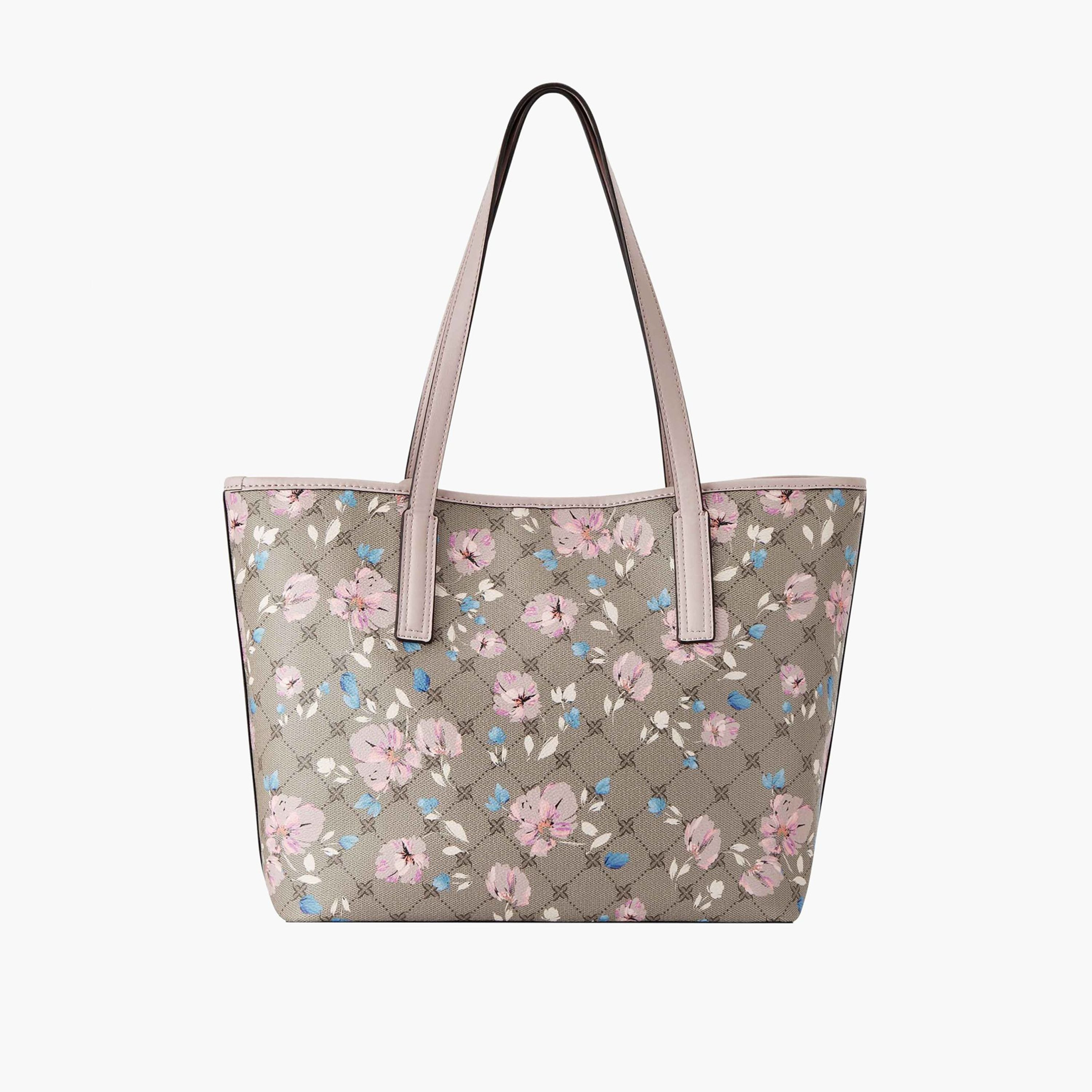 Nine West Delaine Floral Print Tote Bag with Double Handle and Pouch