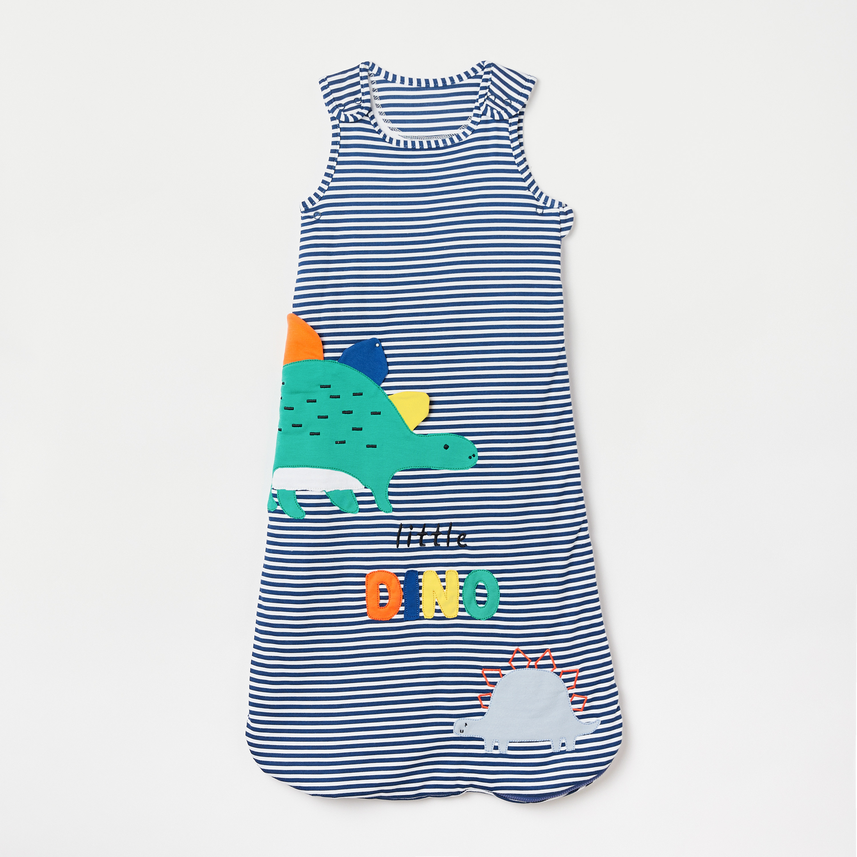 Juniors Dinosaur Applique Striped Sleeping Bag - 6-18 mths-baby-nursery-blanketsandswaddles-swaddlesandsleepingbags-image-1
