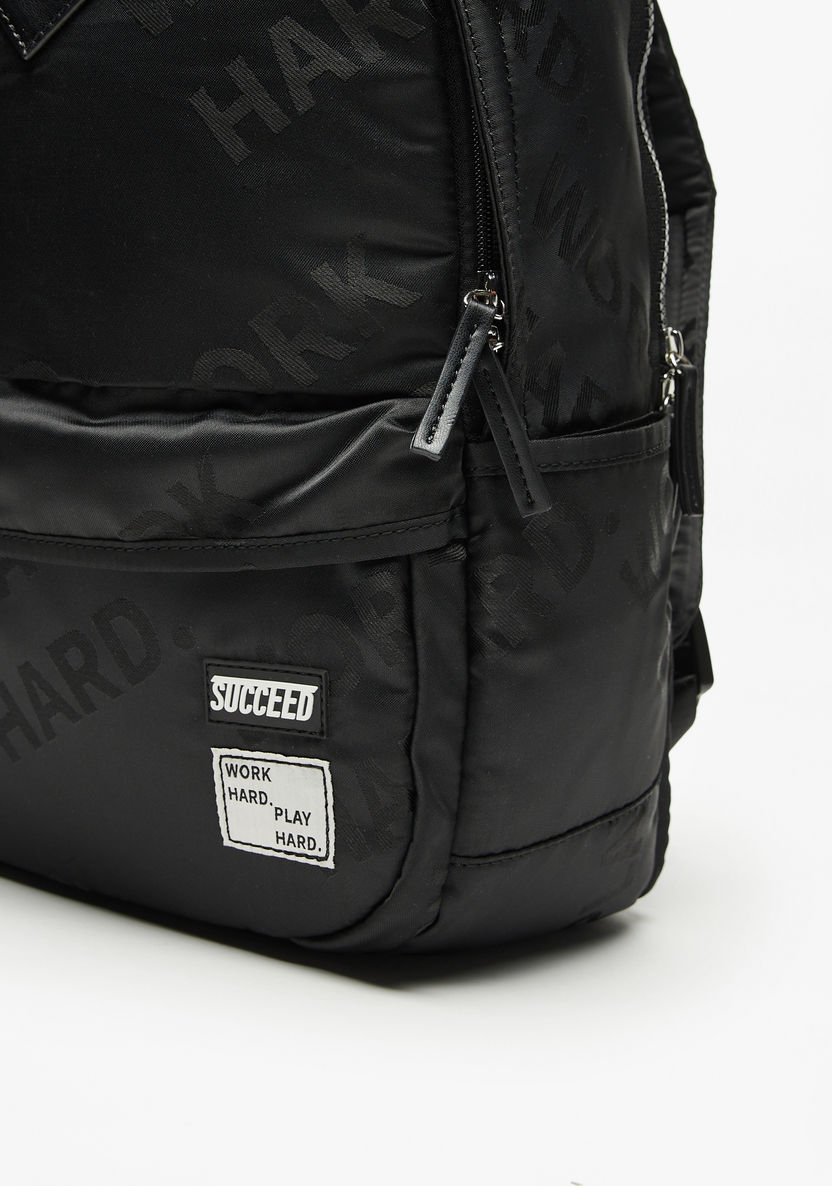Missy Slogan Typographic Print Backpack with Adjustable Shoulder Straps-Women%27s Backpacks-image-2