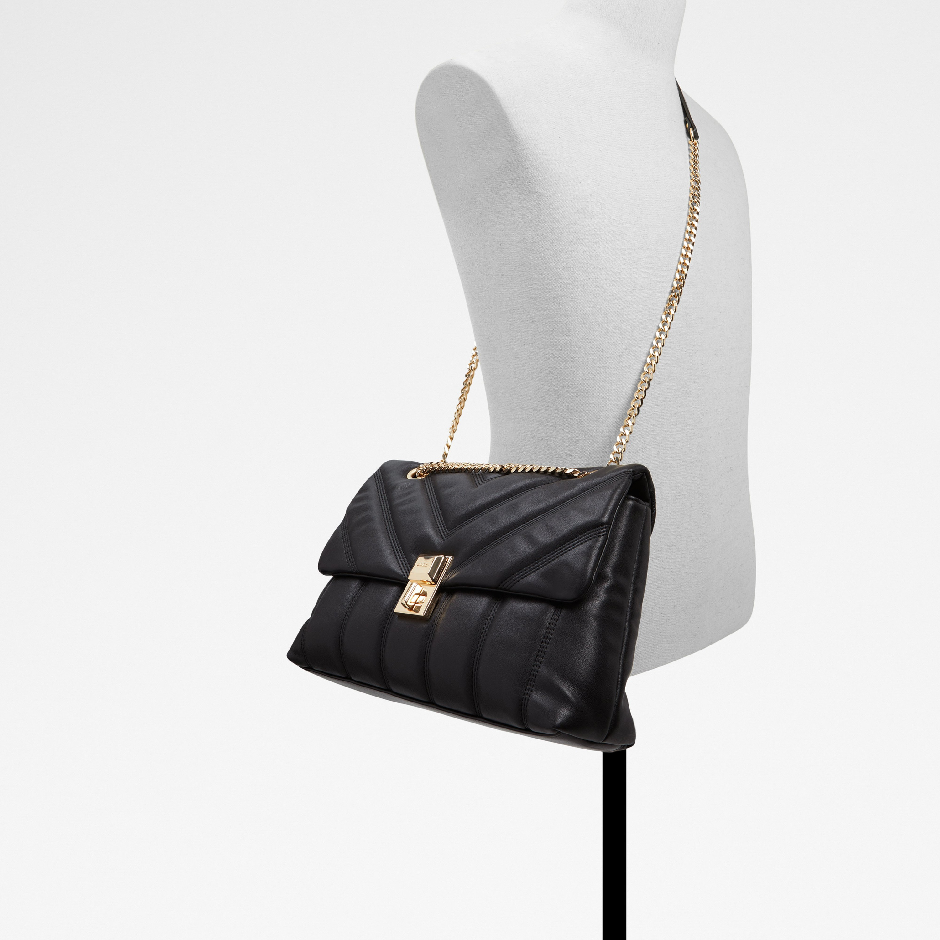 Aldo Celadan Quilted Crossbody Bag with Turn Lock Closure in Black-women-bagsandwallets-handbags-image-4