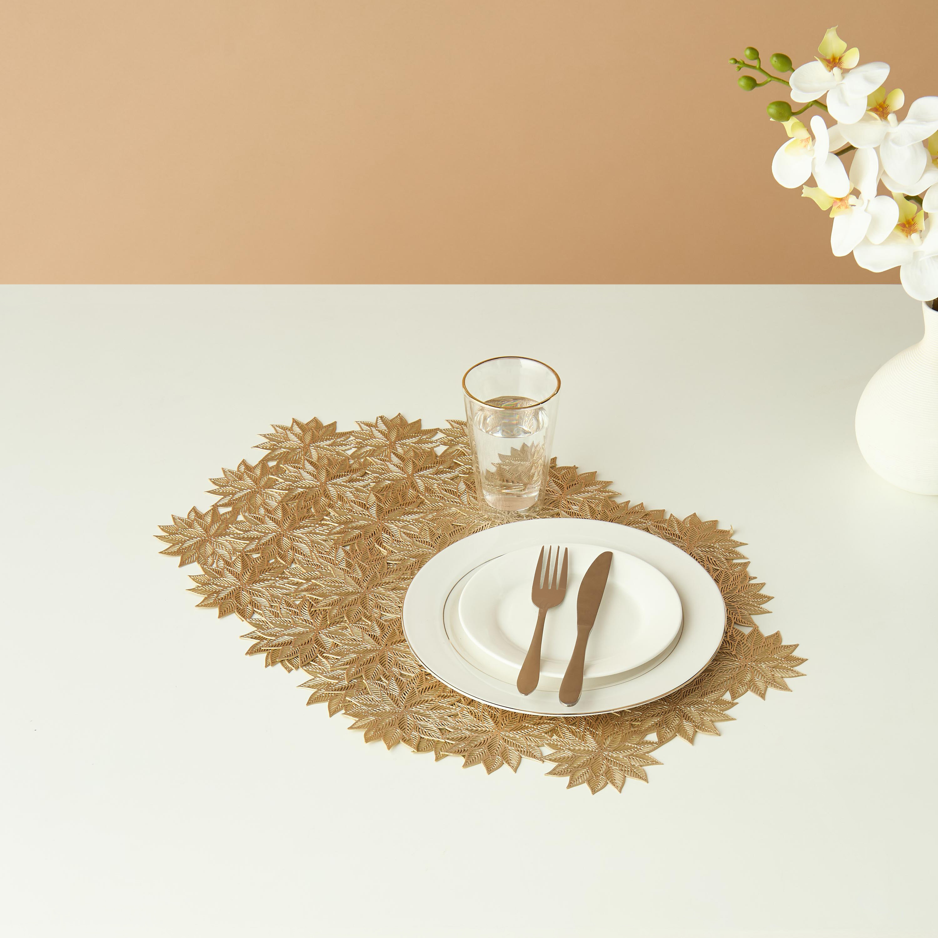 Floral Textured Placemat - 38 cms-household-dining-tablelinen-placemats-image-1
