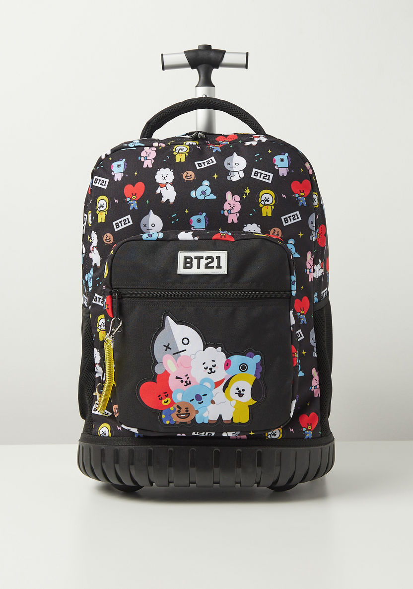 BT21 Printed Trolley Backpack - 18 inches-Trolleys-image-0