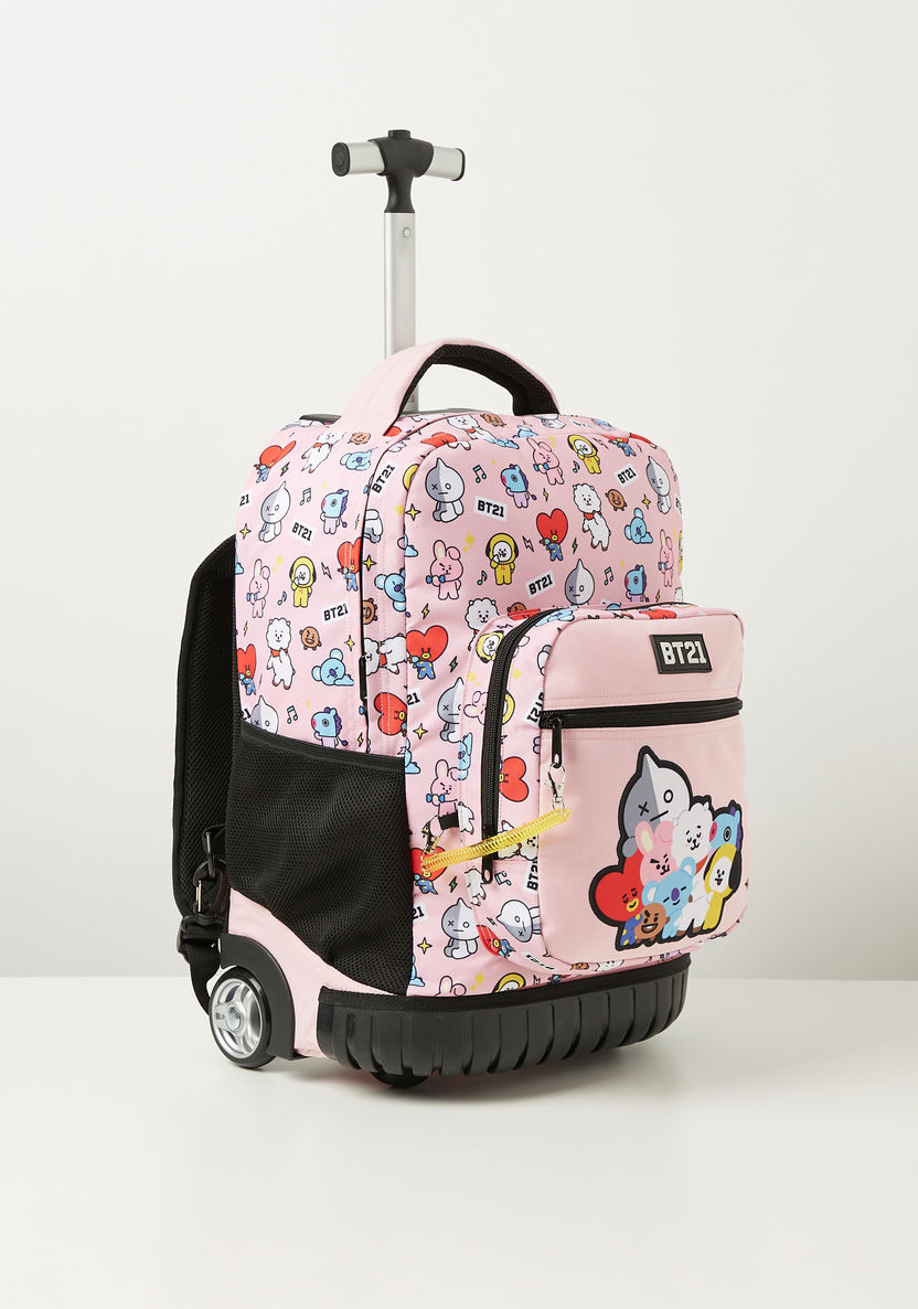BT21 All-Over Graphic Print Trolley Backpack with Zip Closure - 18 inches-Trolleys-image-2