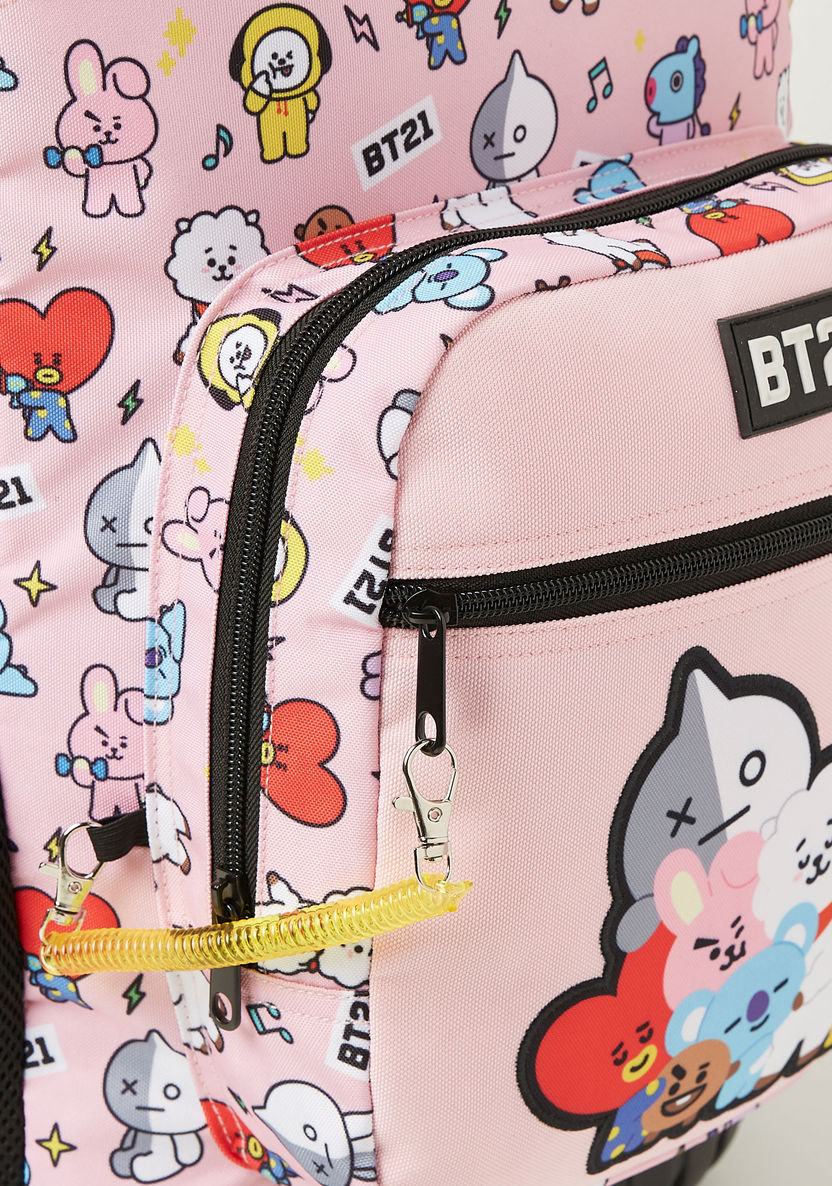 BT21 All-Over Graphic Print Trolley Backpack with Zip Closure - 18 inches-Trolleys-image-3