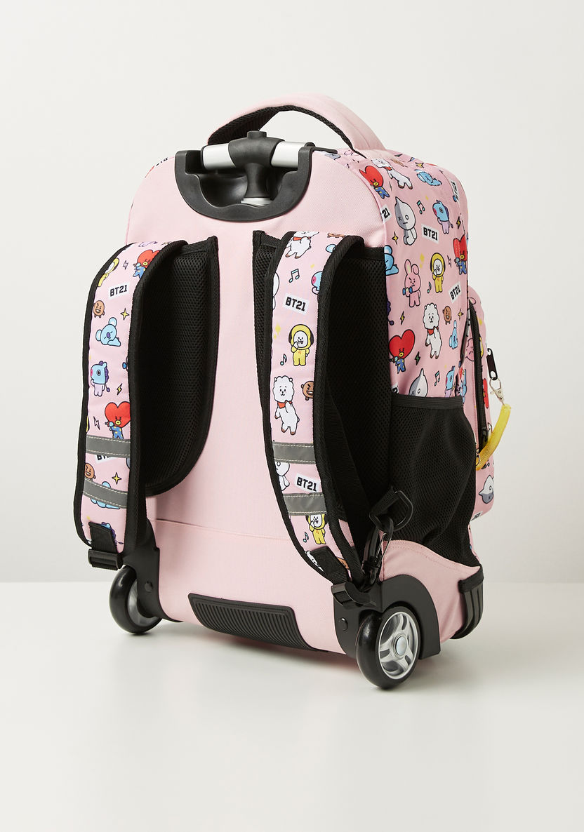BT21 All-Over Graphic Print Trolley Backpack with Zip Closure - 18 inches-Trolleys-image-6