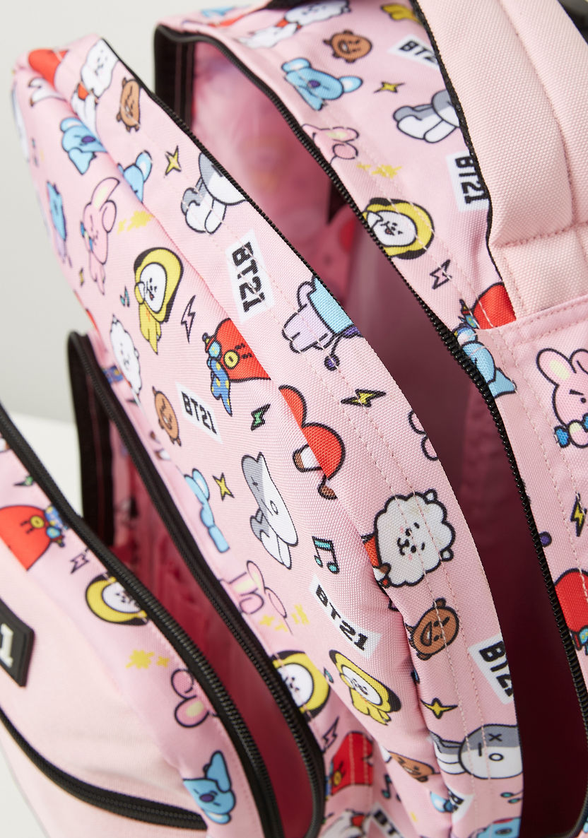 BT21 All-Over Graphic Print Trolley Backpack with Zip Closure - 18 inches-Trolleys-image-7