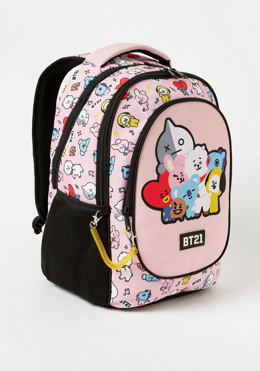 BT21 Printed Backpack with Zipper Closure - 16 inches-Backpacks-image-0