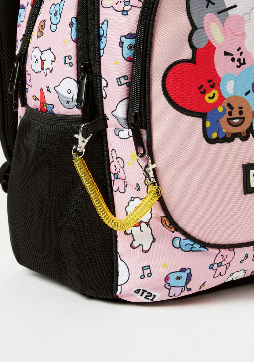 BT21 Printed Backpack with Zipper Closure - 16 inches-Backpacks-image-2