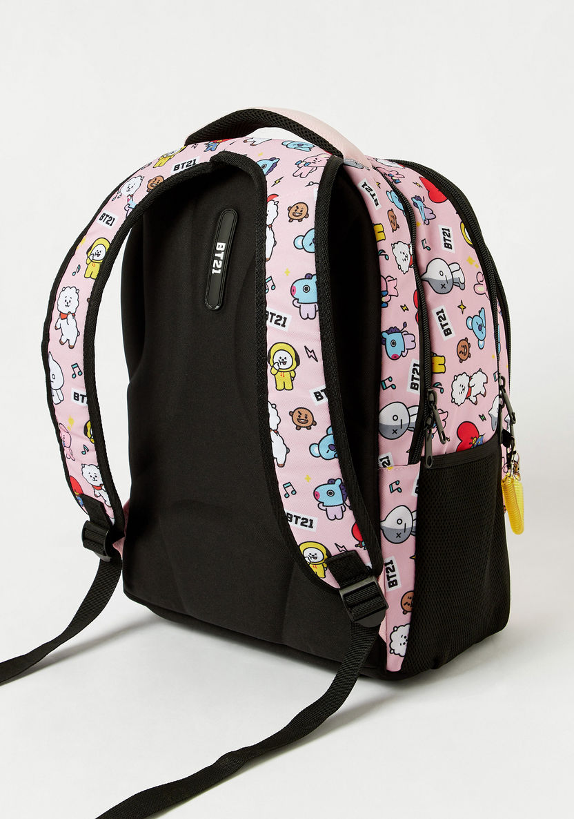 BT21 Printed Backpack with Zipper Closure - 16 inches-Backpacks-image-3