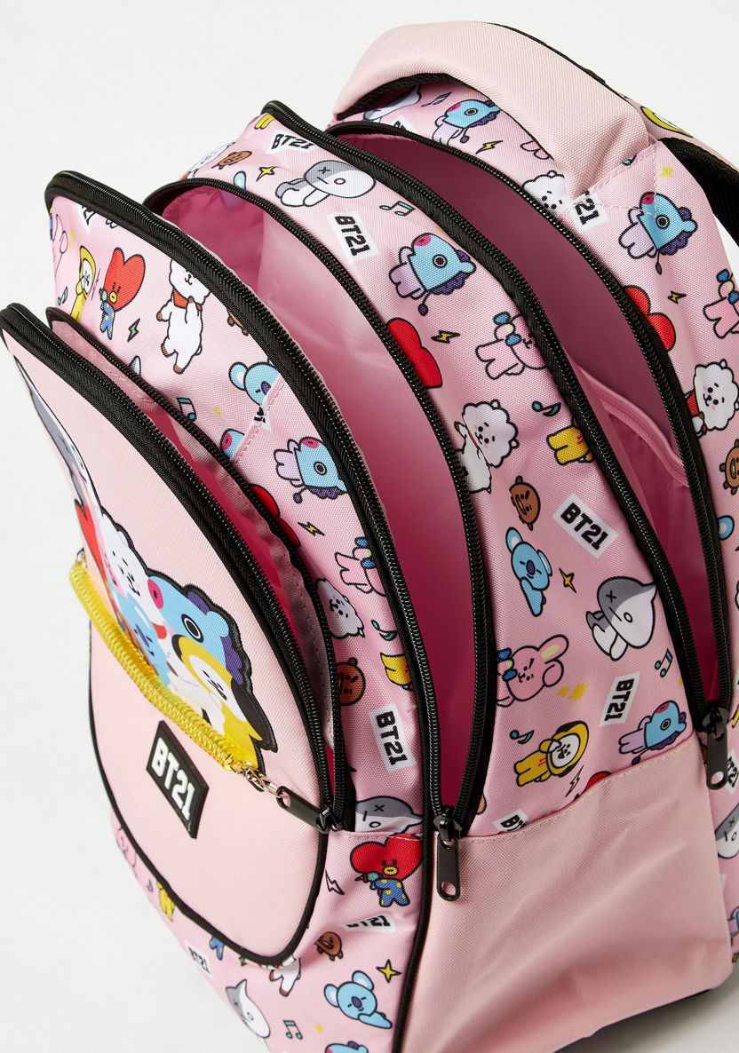 BT21 Printed Backpack with Zipper Closure - 16 inches-Backpacks-image-4
