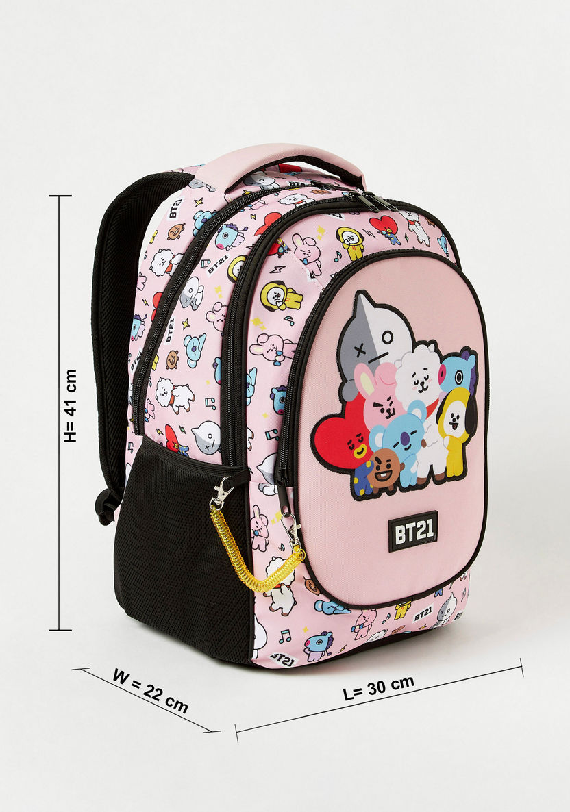 BT21 Printed Backpack with Zipper Closure - 16 inches-Backpacks-image-1
