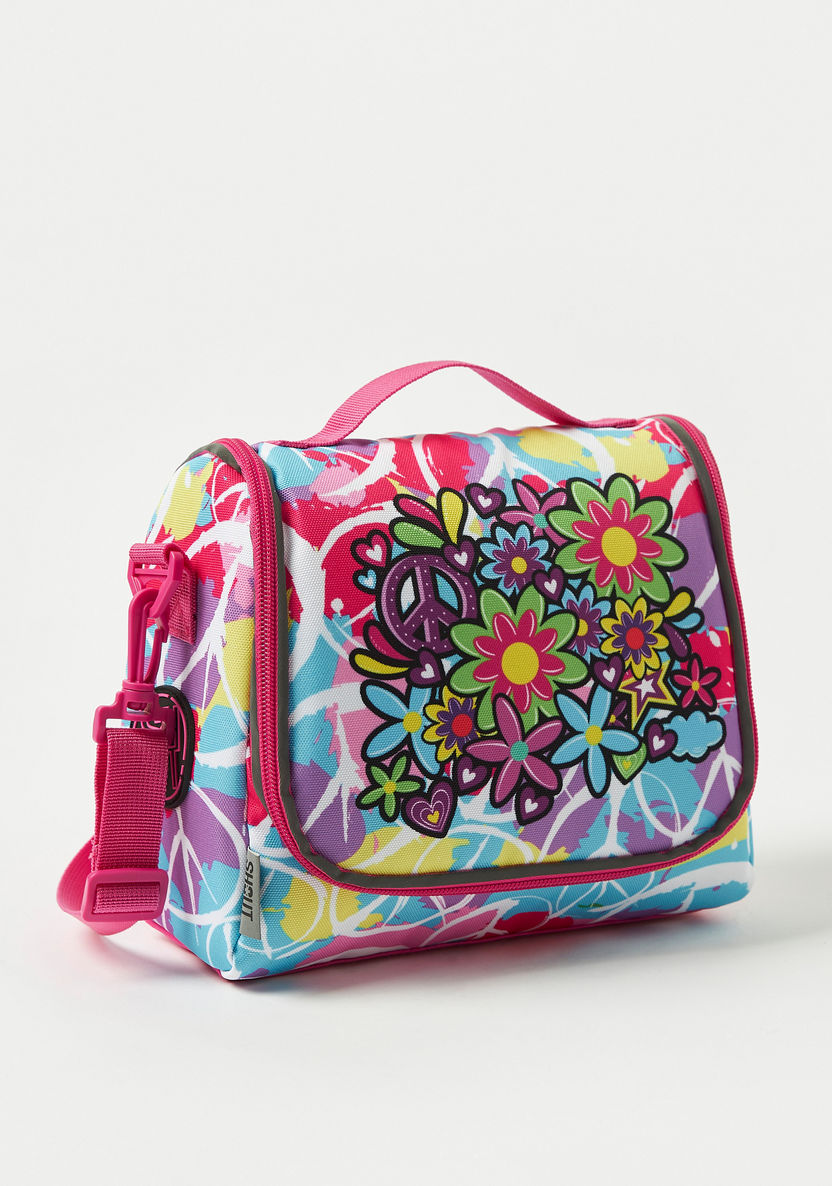 SHOUT Floral Print Lunch Bag with Mesh Detail and Adjustable Strap-Lunch Bags-image-0